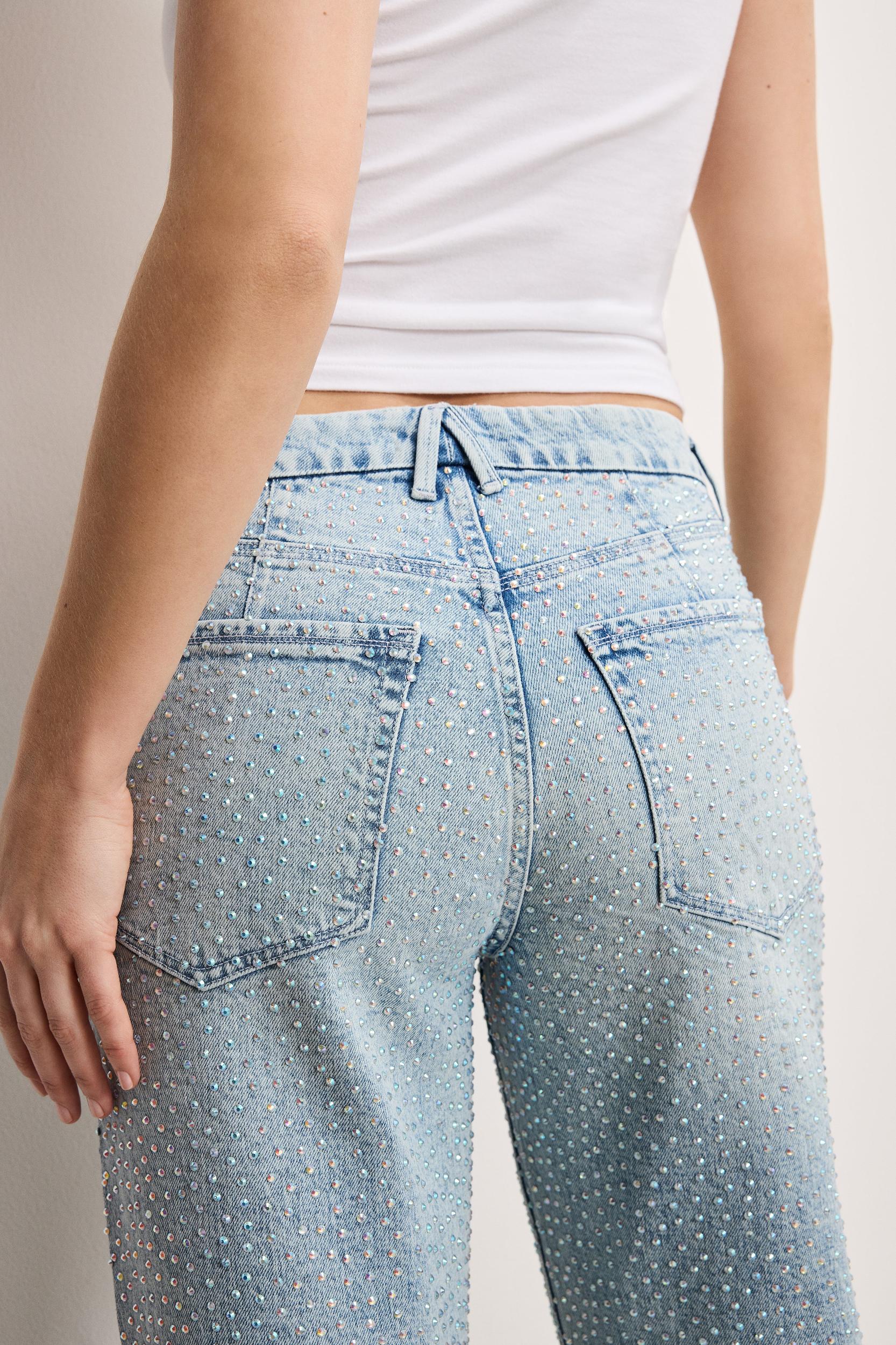 GOOD 90S RELAXED RHINESTONE JEANS | INDIGO975 Product Image