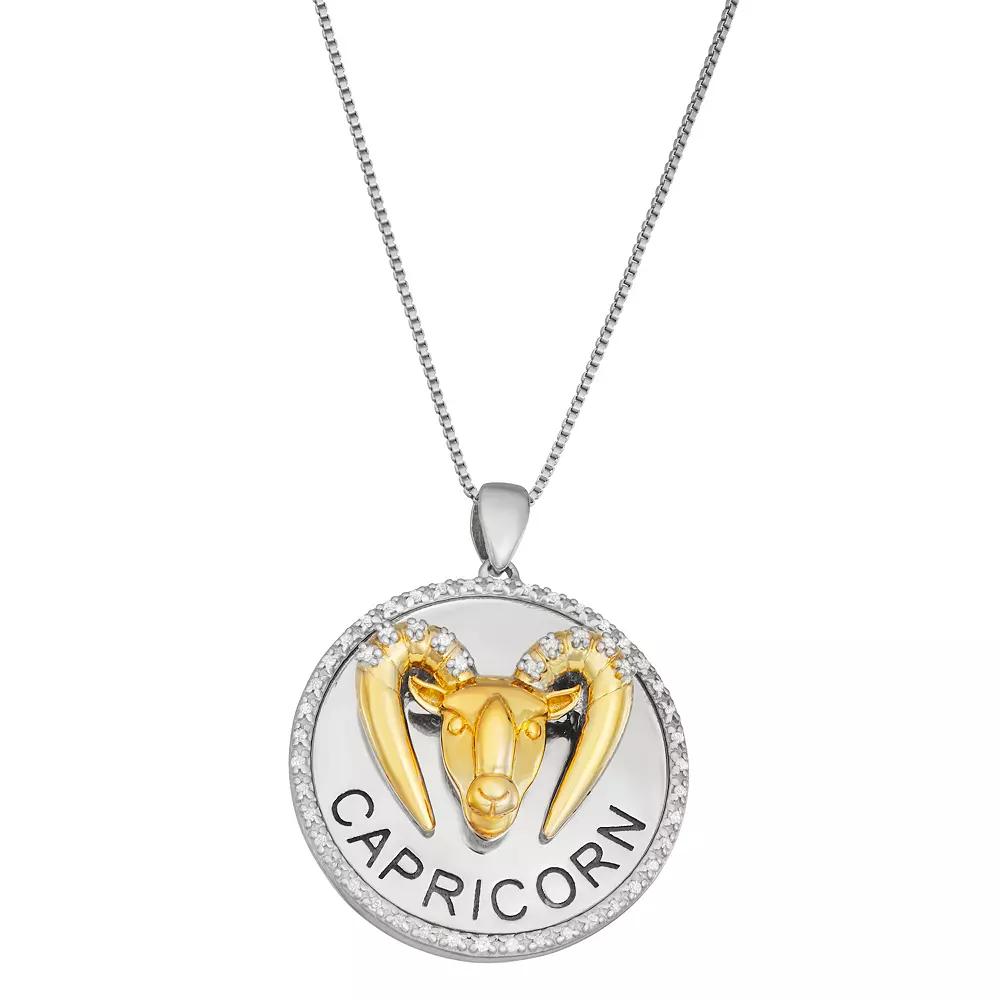Jewelexcess 1/6 Carat T.W. Diamond Two-Tone Sterling Silver Zodiac Pendant Necklace, Women's,  Product Image