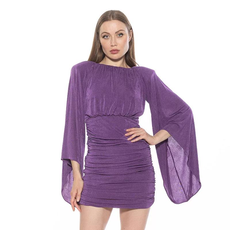 Women's ALEXIA ADMOR Sibyl Draped Sleeve Ruched Mini Dress,  Product Image