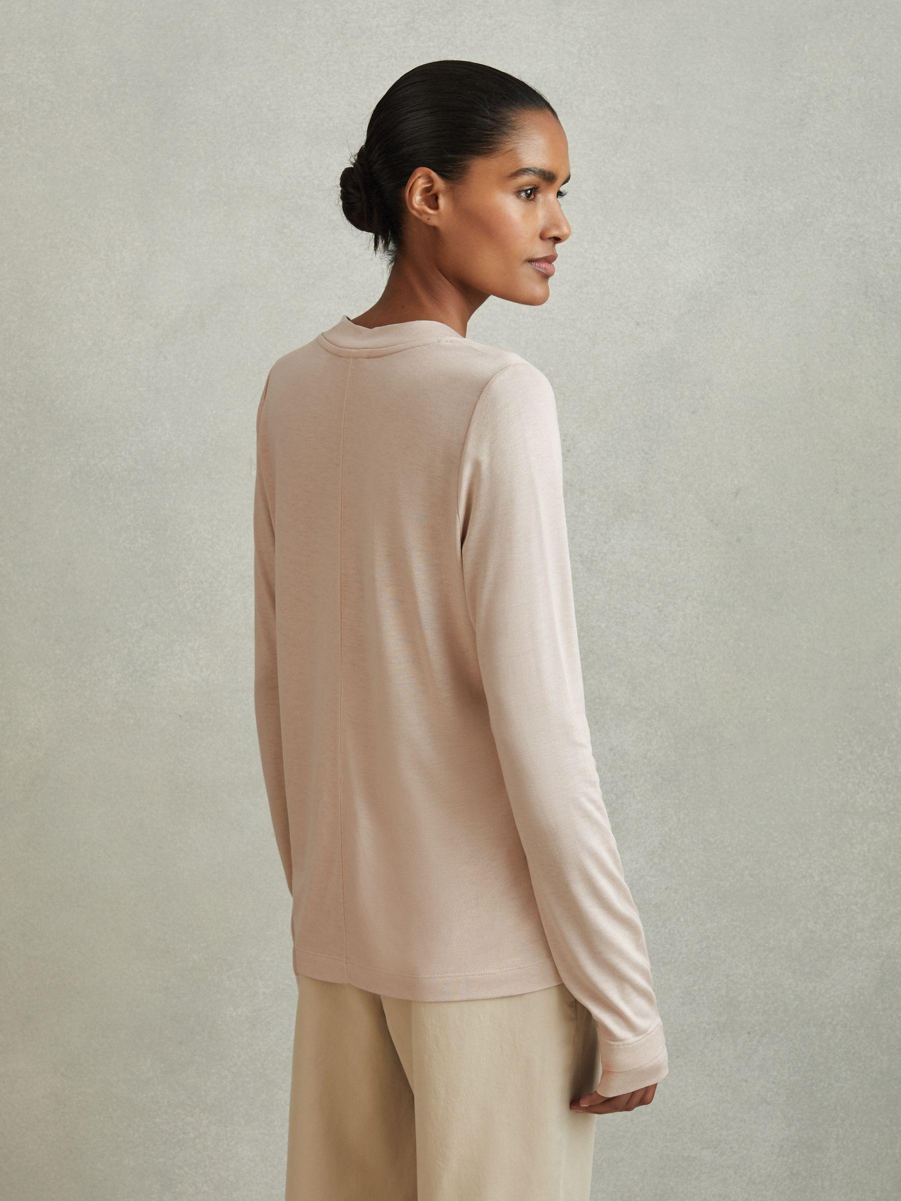 Jersey V-Neck Top in Stone Product Image