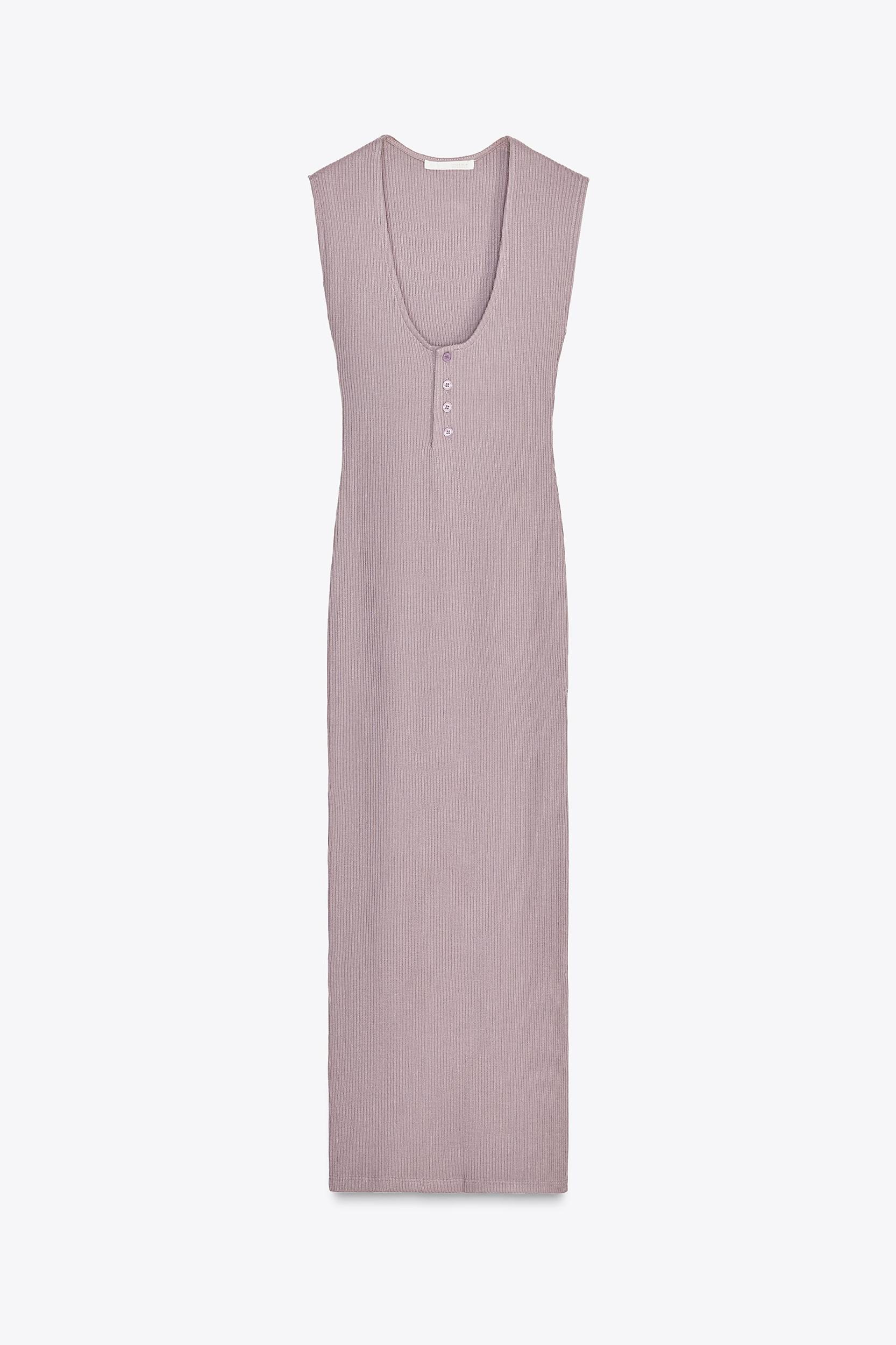 RIBBED MIDI BUTTON DRESS Product Image