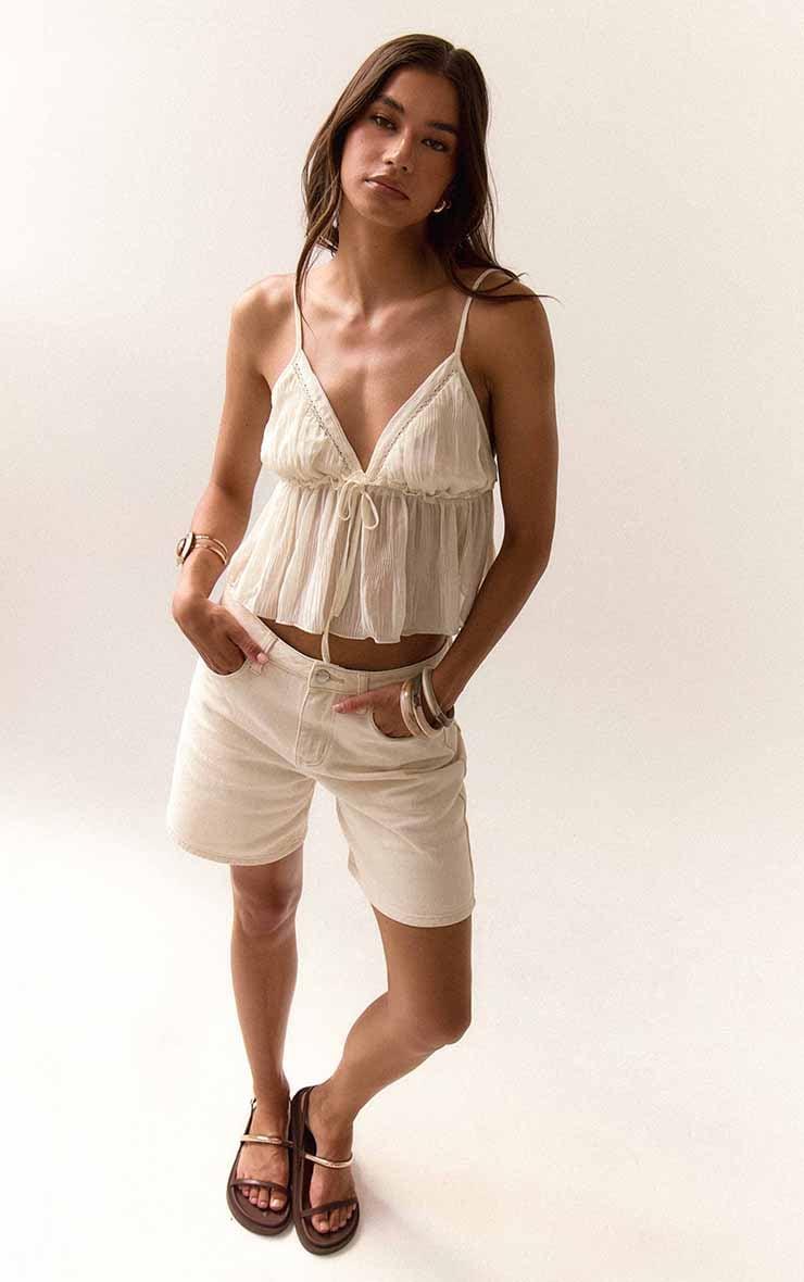 Butter Yellow Low Rise Denim Jorts Product Image