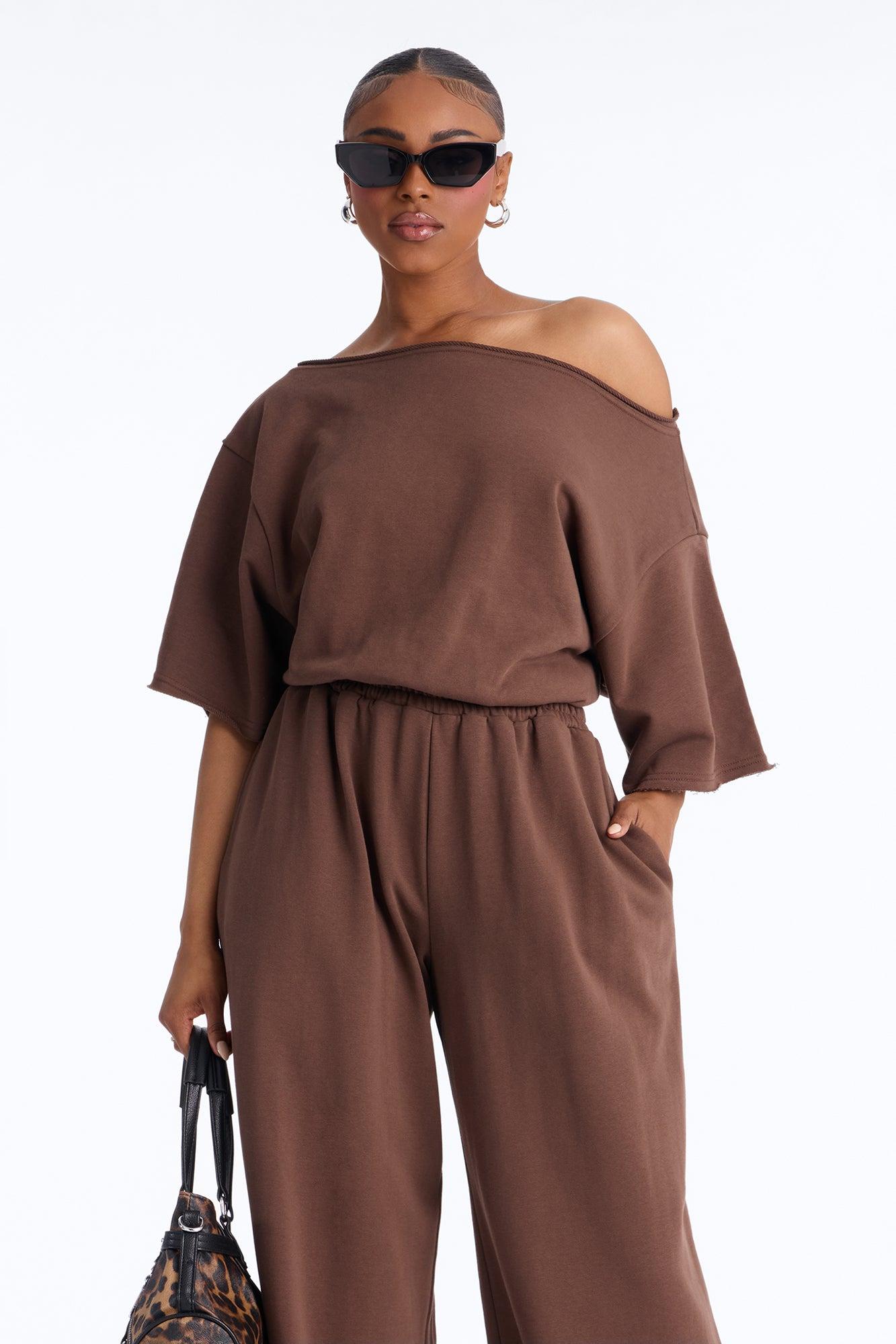 Sunday Lounge Wide Leg Jumpsuit - Chocolate Female Product Image