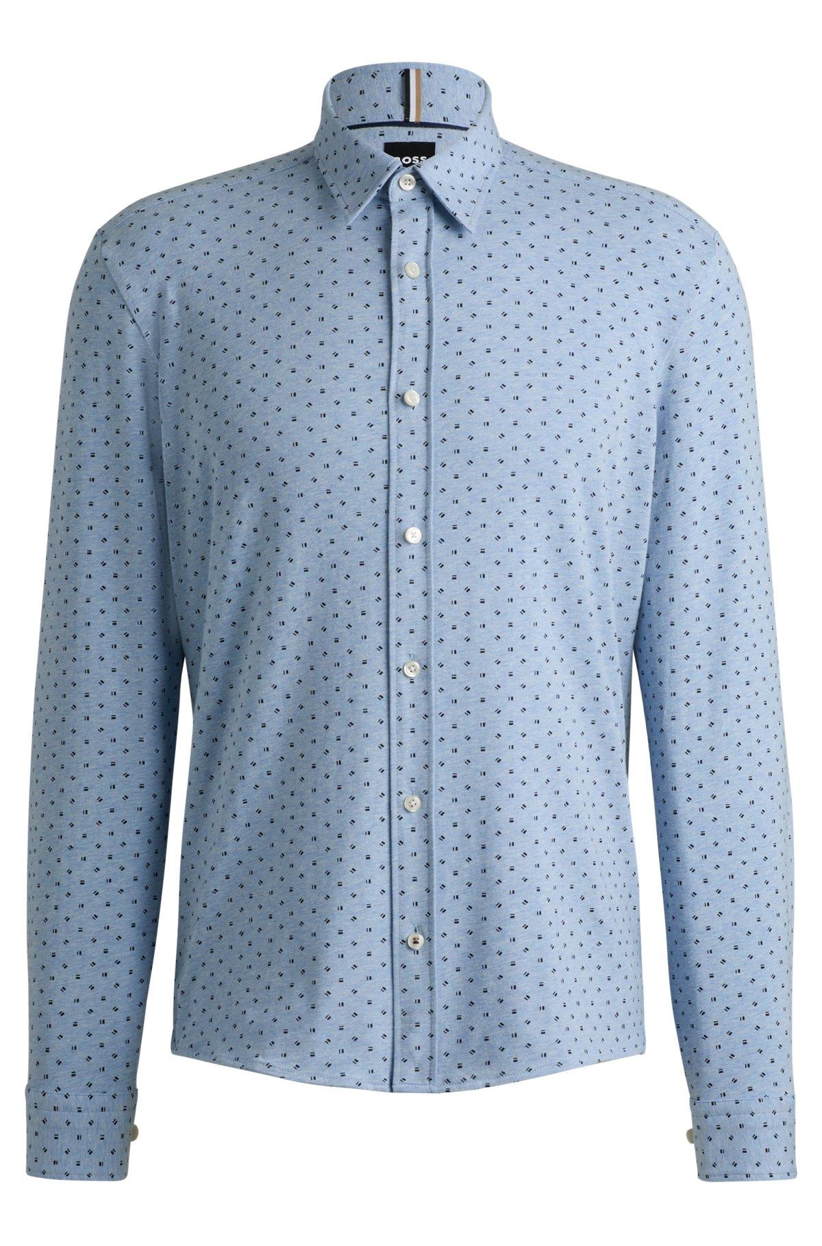 Slim-fit shirt in printed stretch-cotton jersey Product Image
