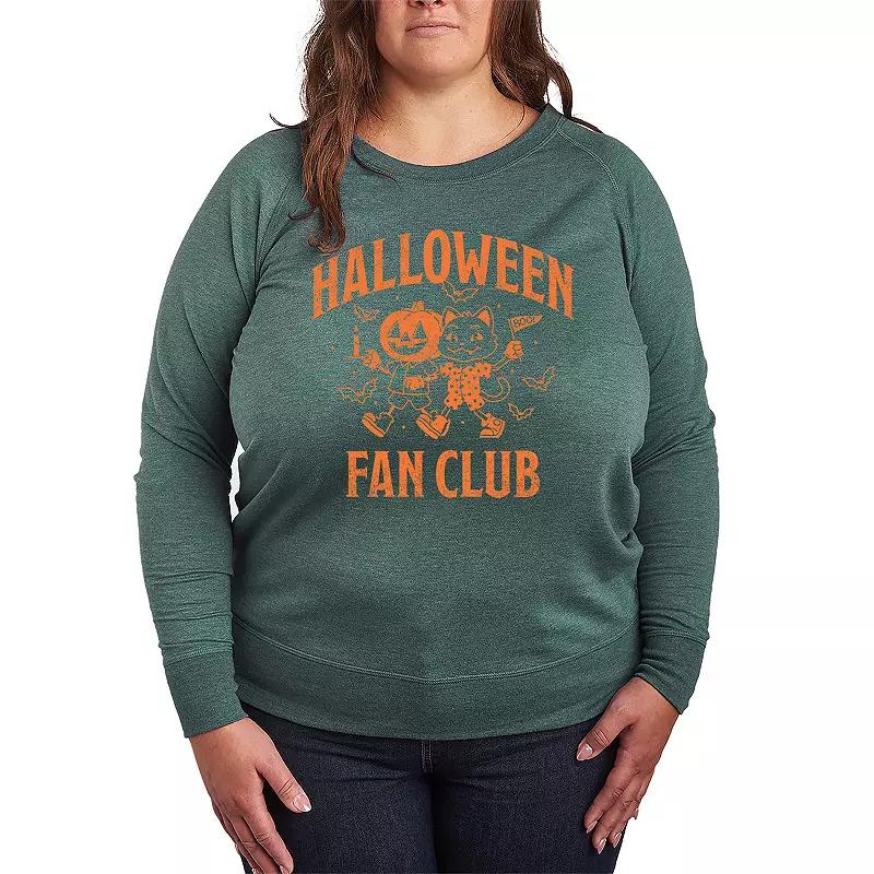 Plus Size Halloween Fan Club French Terry Long Sleeve Tee, Womens Grey Dark Red Product Image