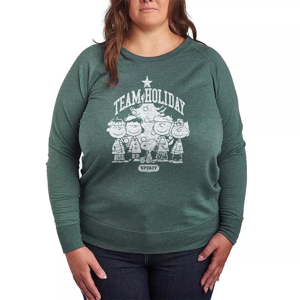 Women's Peanuts Team Holiday Spirit French Terry Long Sleeve Tee,  Product Image