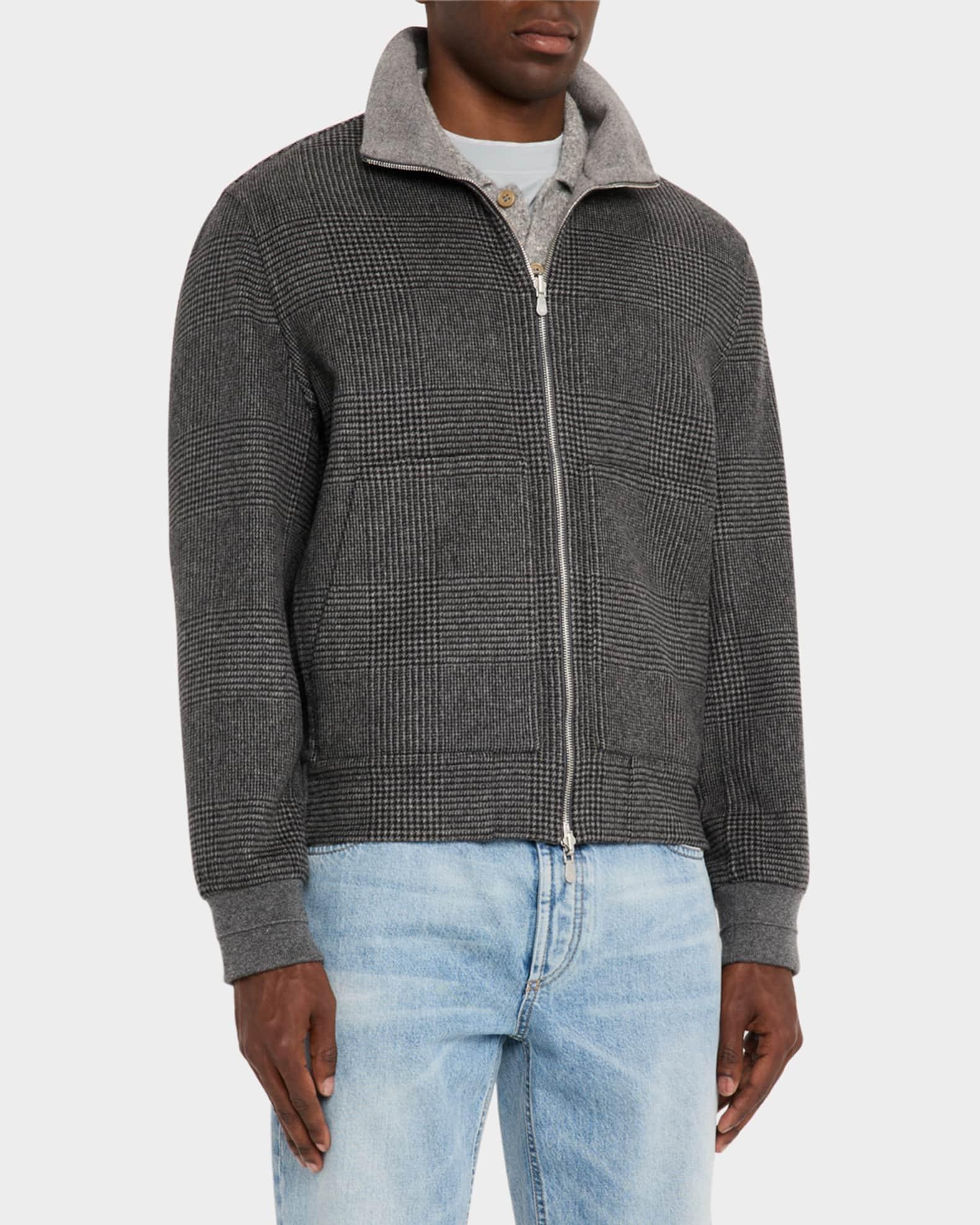 Men's Reversible Cashmere Plaid Full-Zip Bomber Jacket Product Image