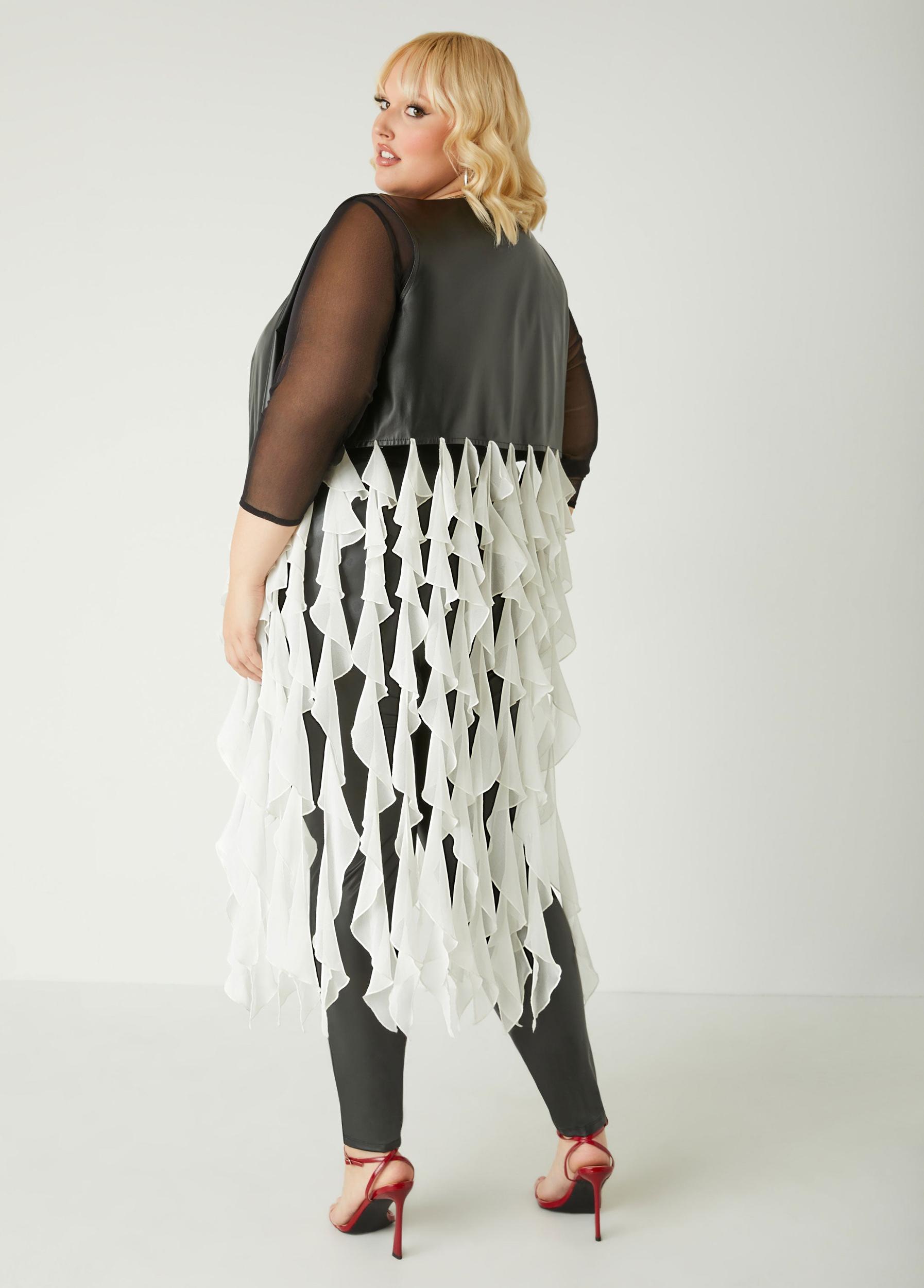 Ruffled Faux Leather Vest Product Image