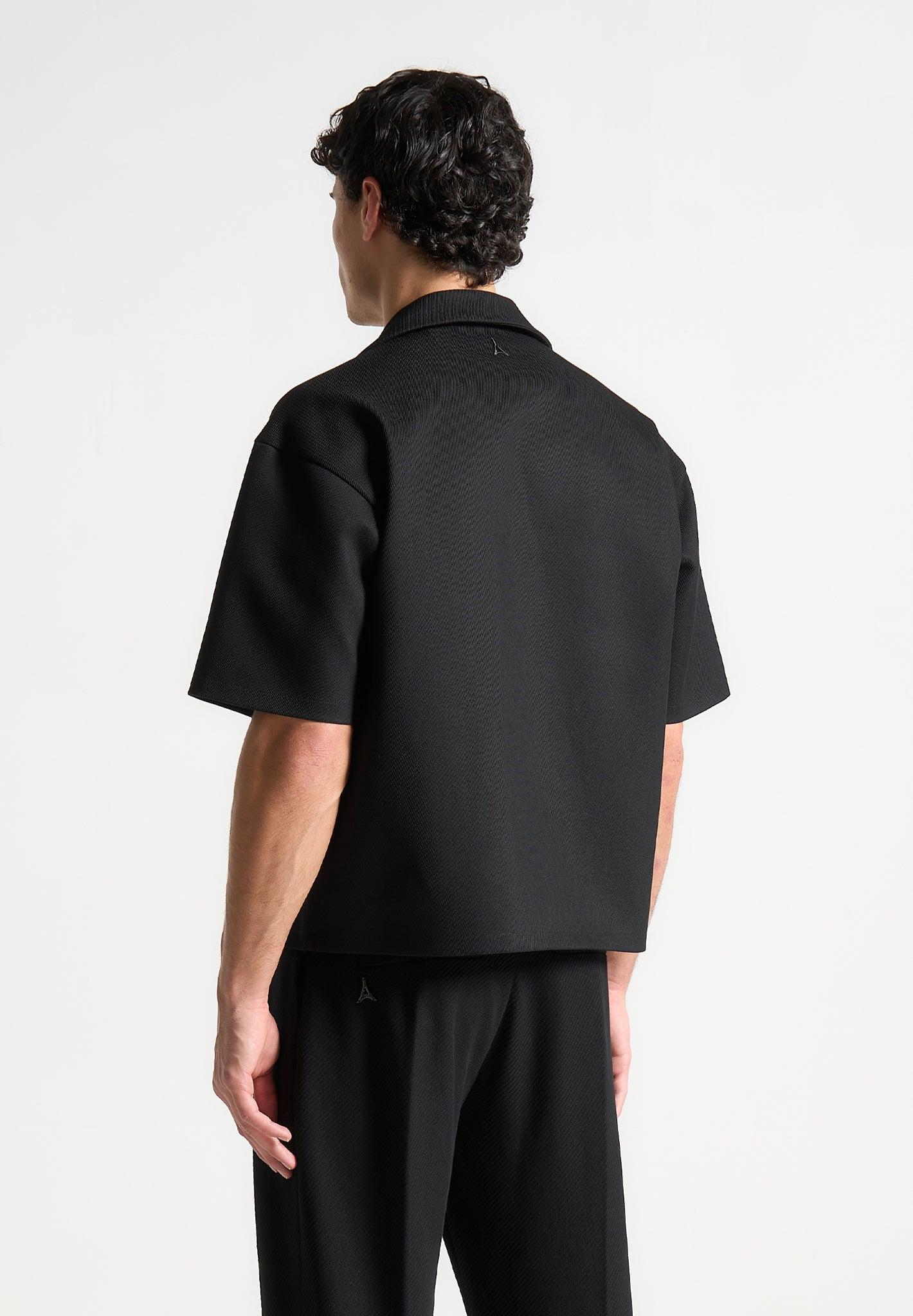 Abel - Boxy Twill Double Breasted Shirt - Black Male Product Image
