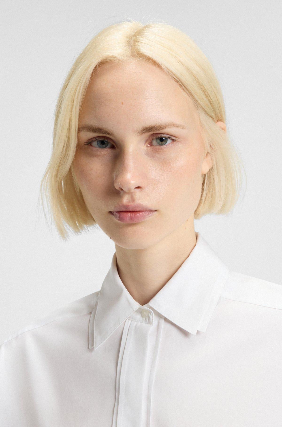 Regular-fit blouse with stacked-logo button Product Image