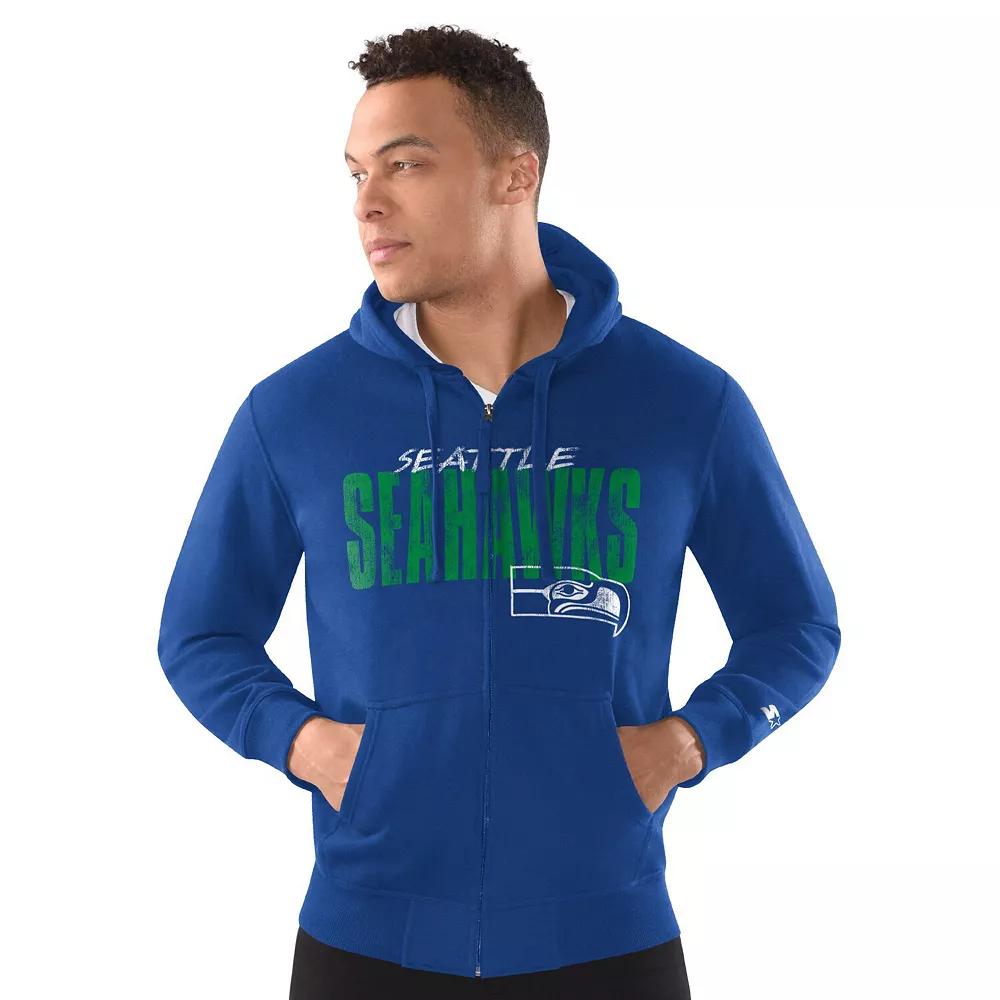 Men's Starter Royal Los Angeles Rams Distressed Classic Full-Zip Hoodie,  Product Image