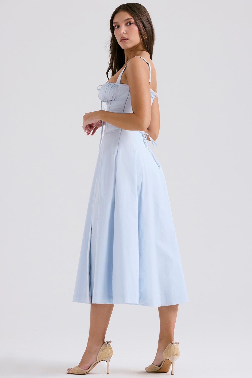 Carmen  soft blue cotton bustier sundress Product Image