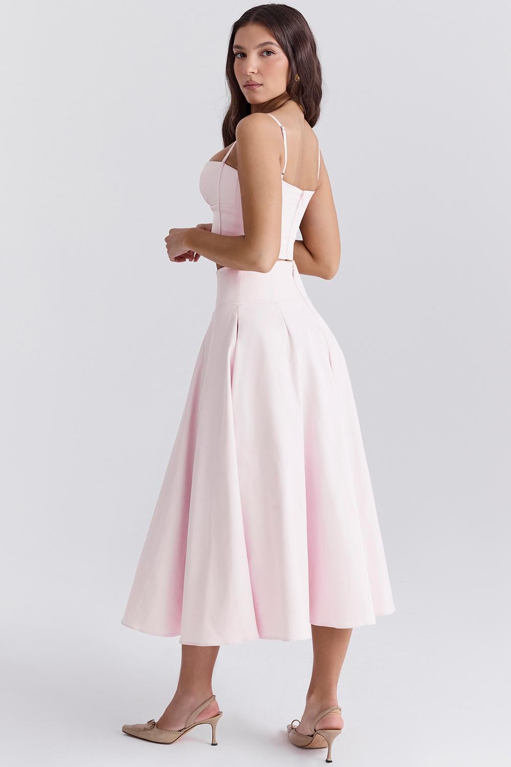 Rita  ballerina pink a-line midi skirt Product Image