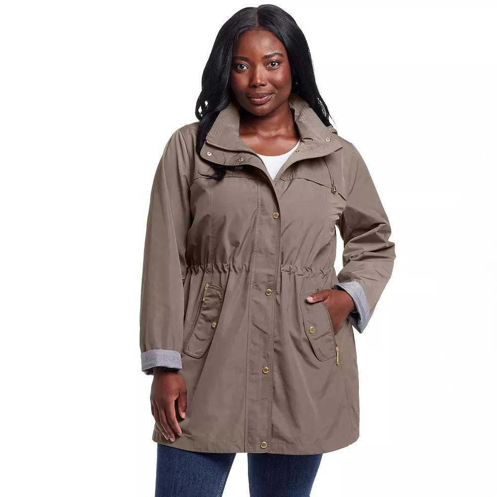 Plus Size Weathercast Hooded Anorak with Turn Back Cuffs, Women's, Size: 2XL, Brown Product Image