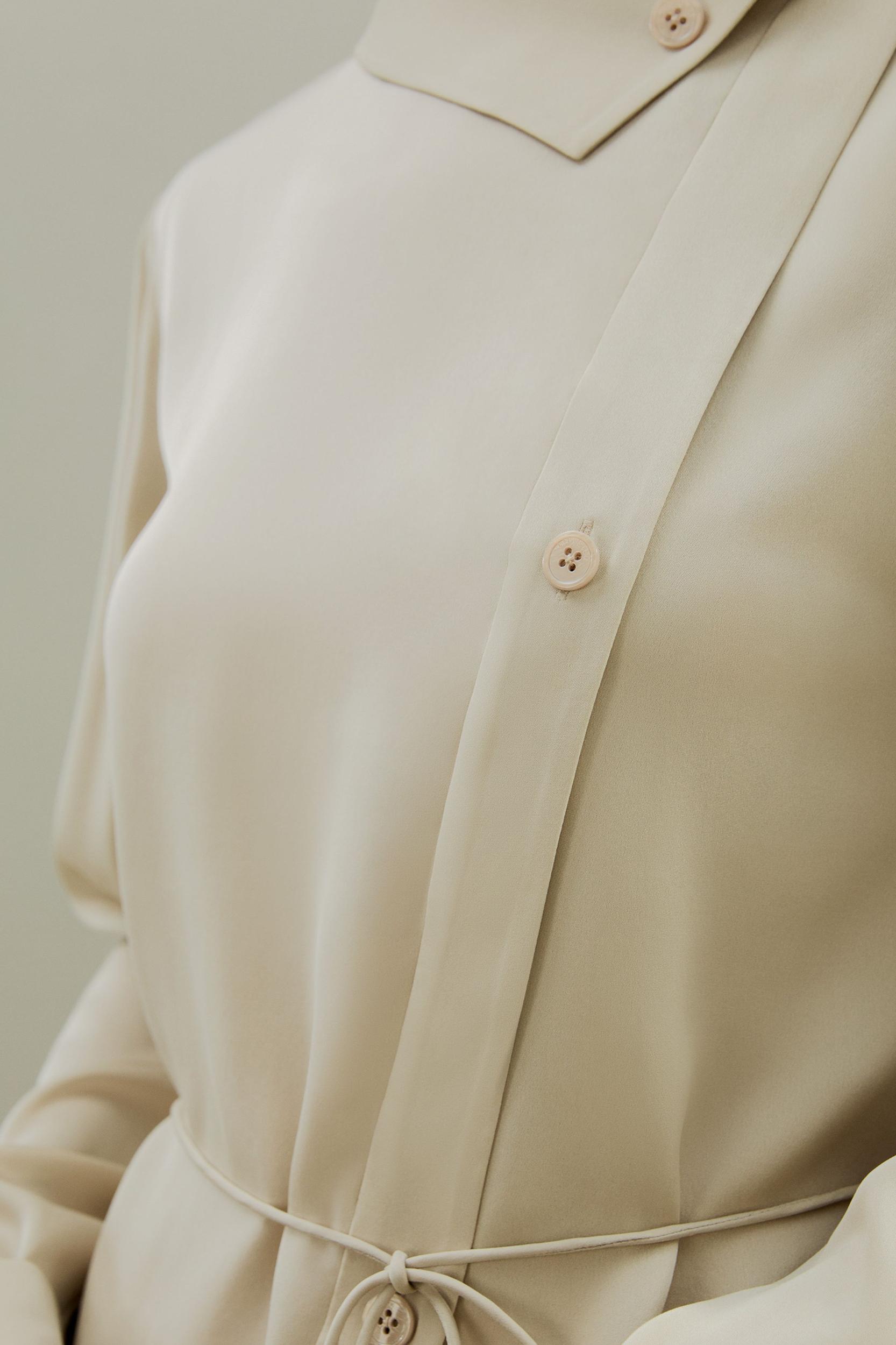 Asymmetrical Shirt with Waist Tie Product Image