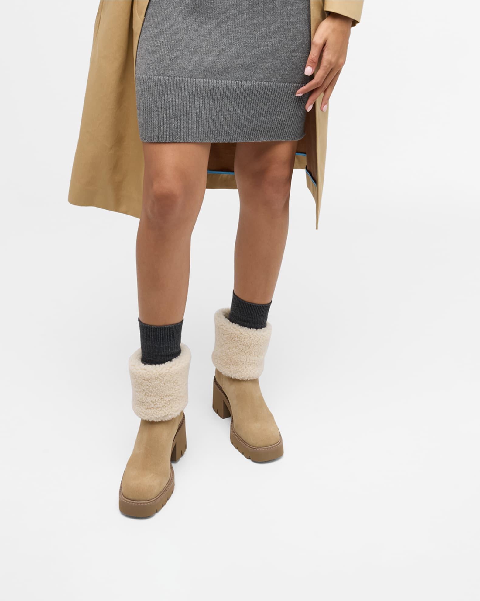 Zarela Suede Shearling Ankle Booties Product Image
