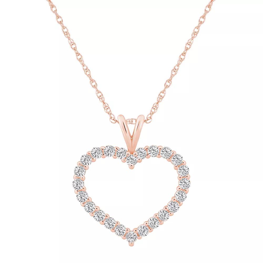 Alyson Layne 14k Gold 3/4 Carat T.W. Diamond Heart Pendant Necklace, Women's, Size: 18", 14k Rose Gold Product Image