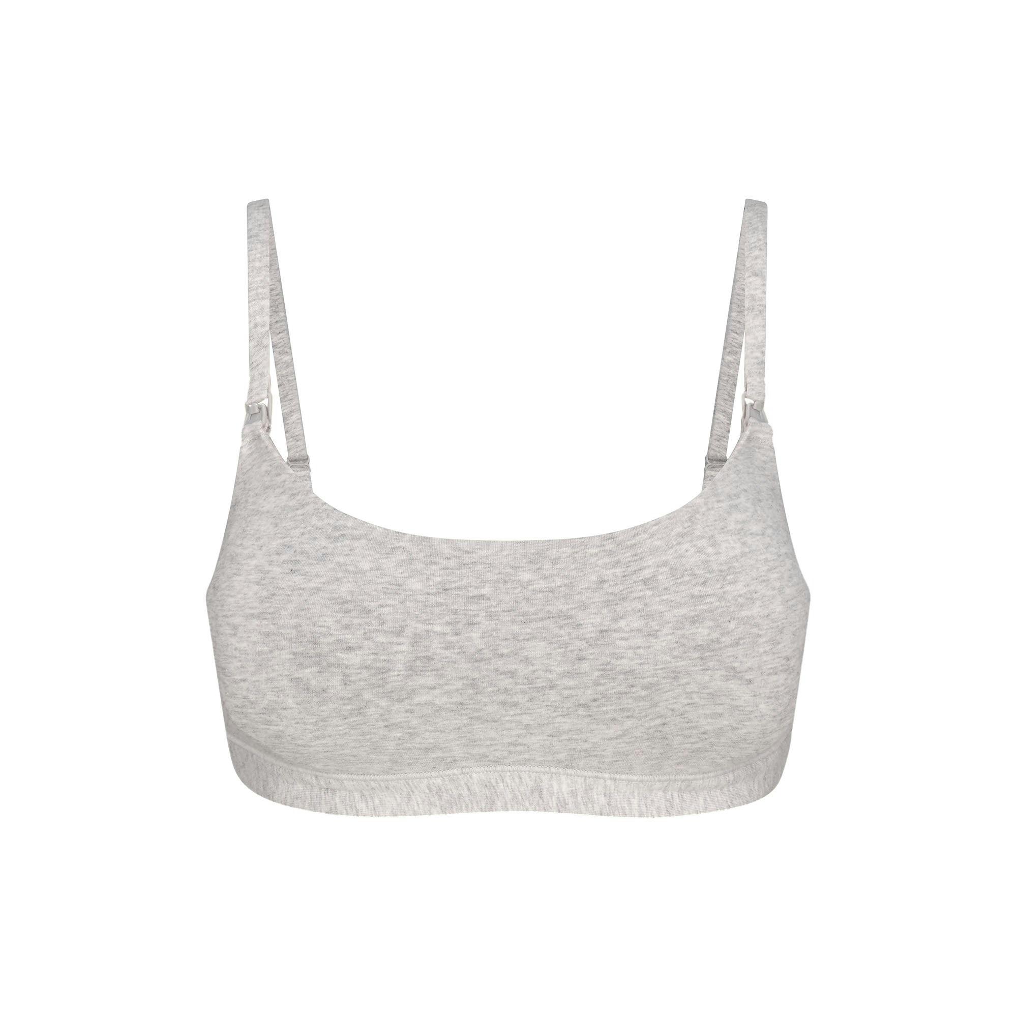COTTON JERSEY MATERNITY NURSING SCOOP BRALETTE | LIGHT HEATHER GREY Product Image