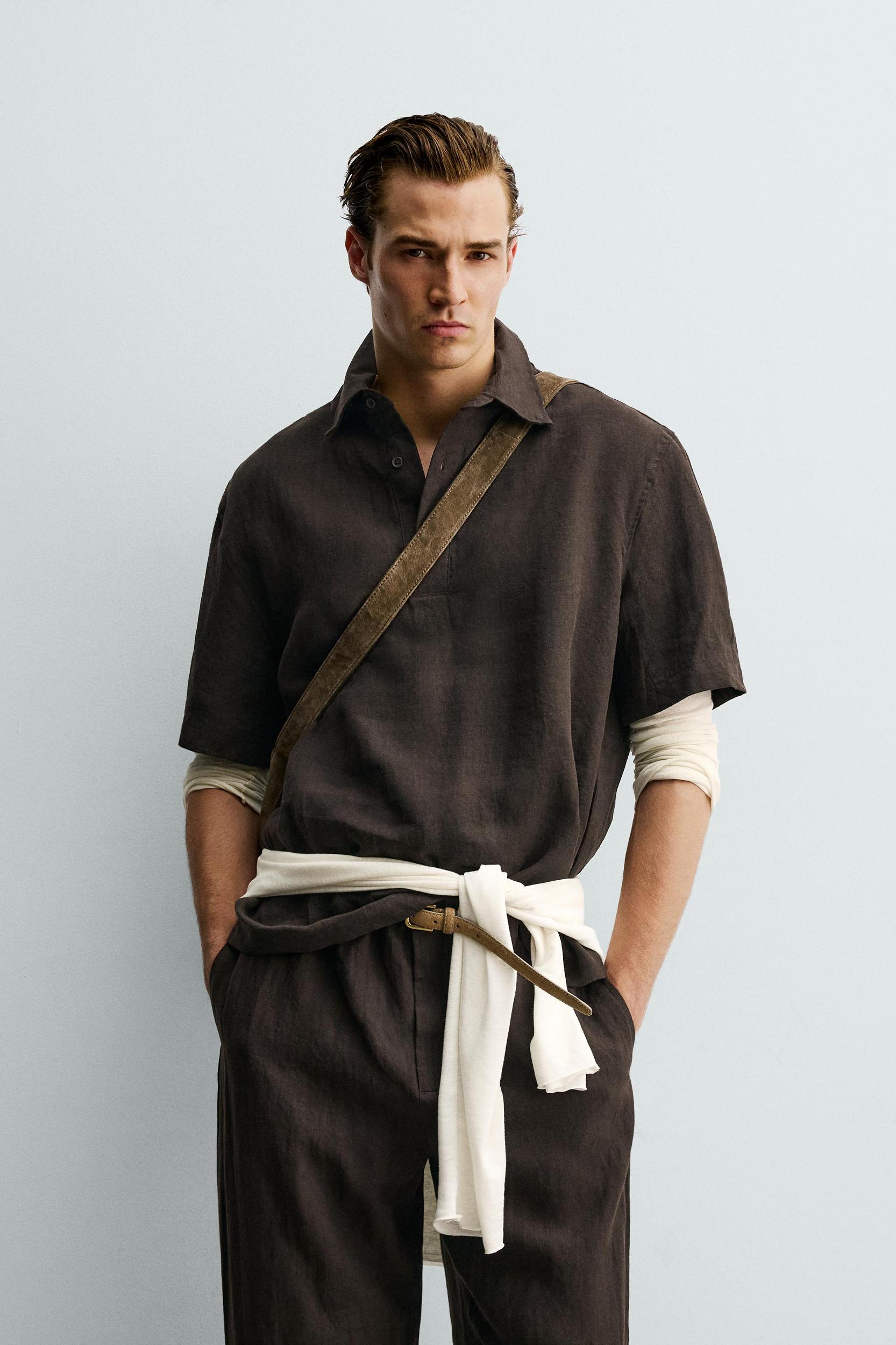 100% LINEN POLO SHIRT Product Image