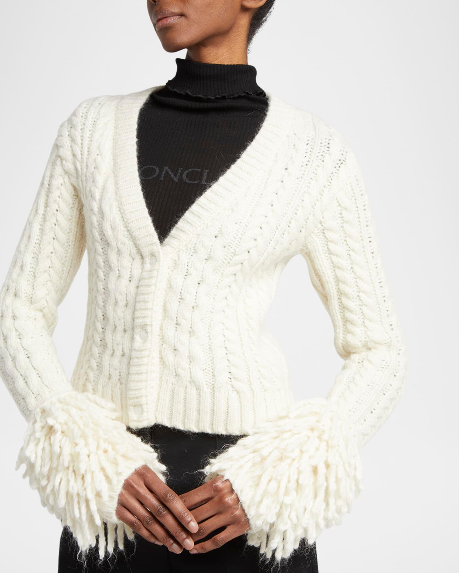Cable-Knit Fringe Cardigan Product Image