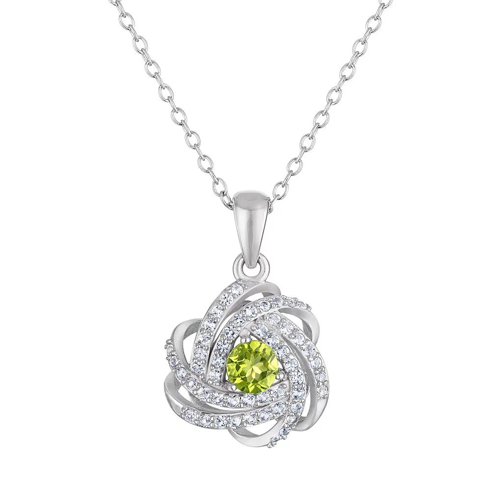 Designs by Gioelli Sterling Silver Gemstone Love Knot Pendant Necklace, Womens, Cr Red Product Image