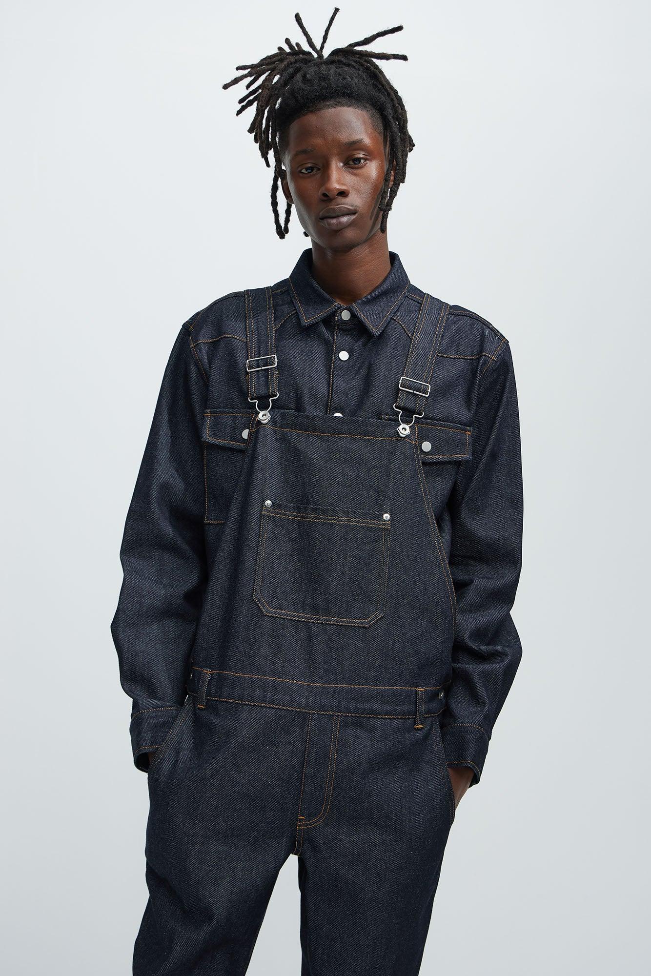 Collin Raw Denim Overalls - Indigo Product Image