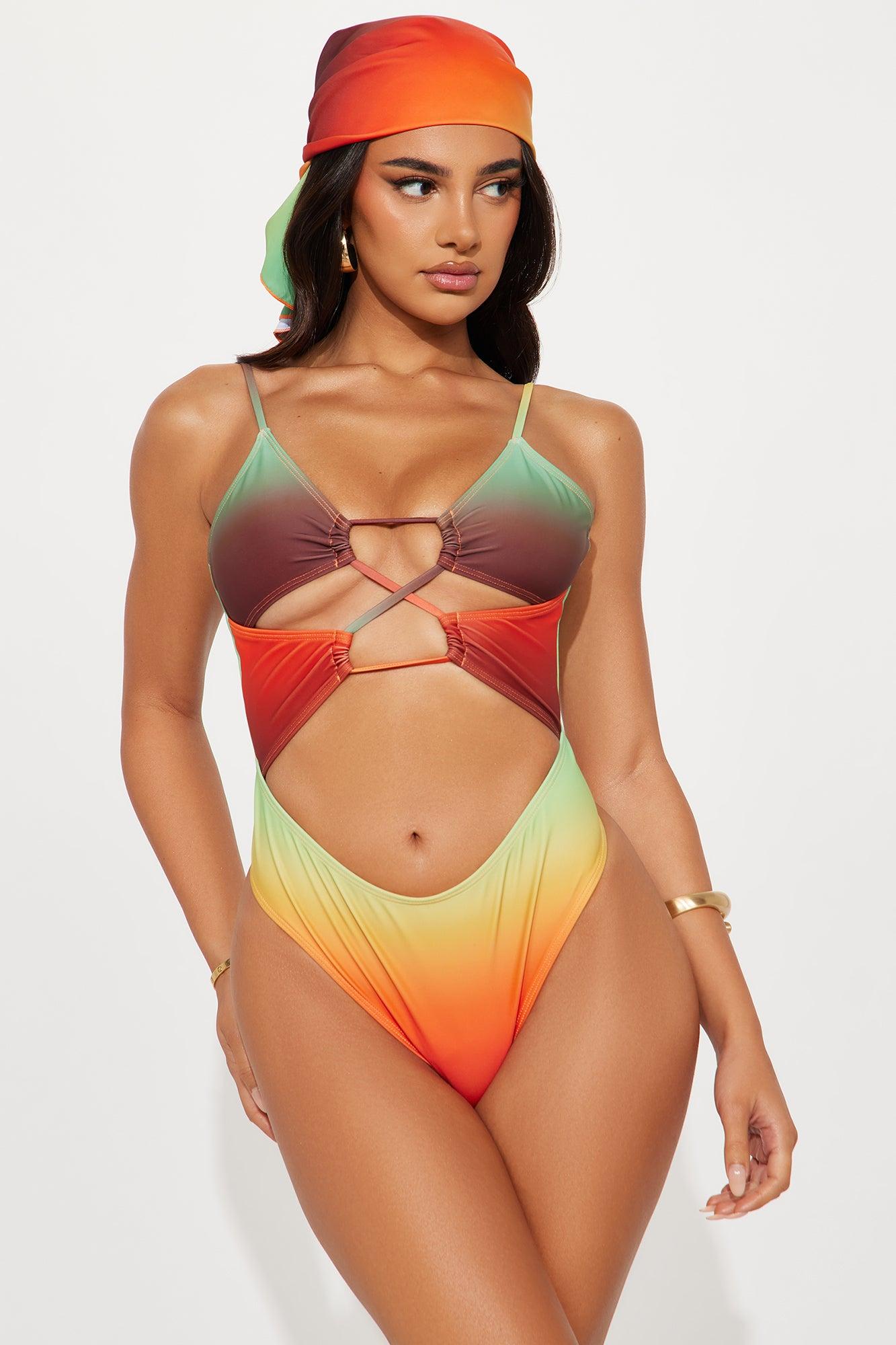 Yacht Babe Cutout 1 Piece Swimsuit Set - Multi Color Product Image
