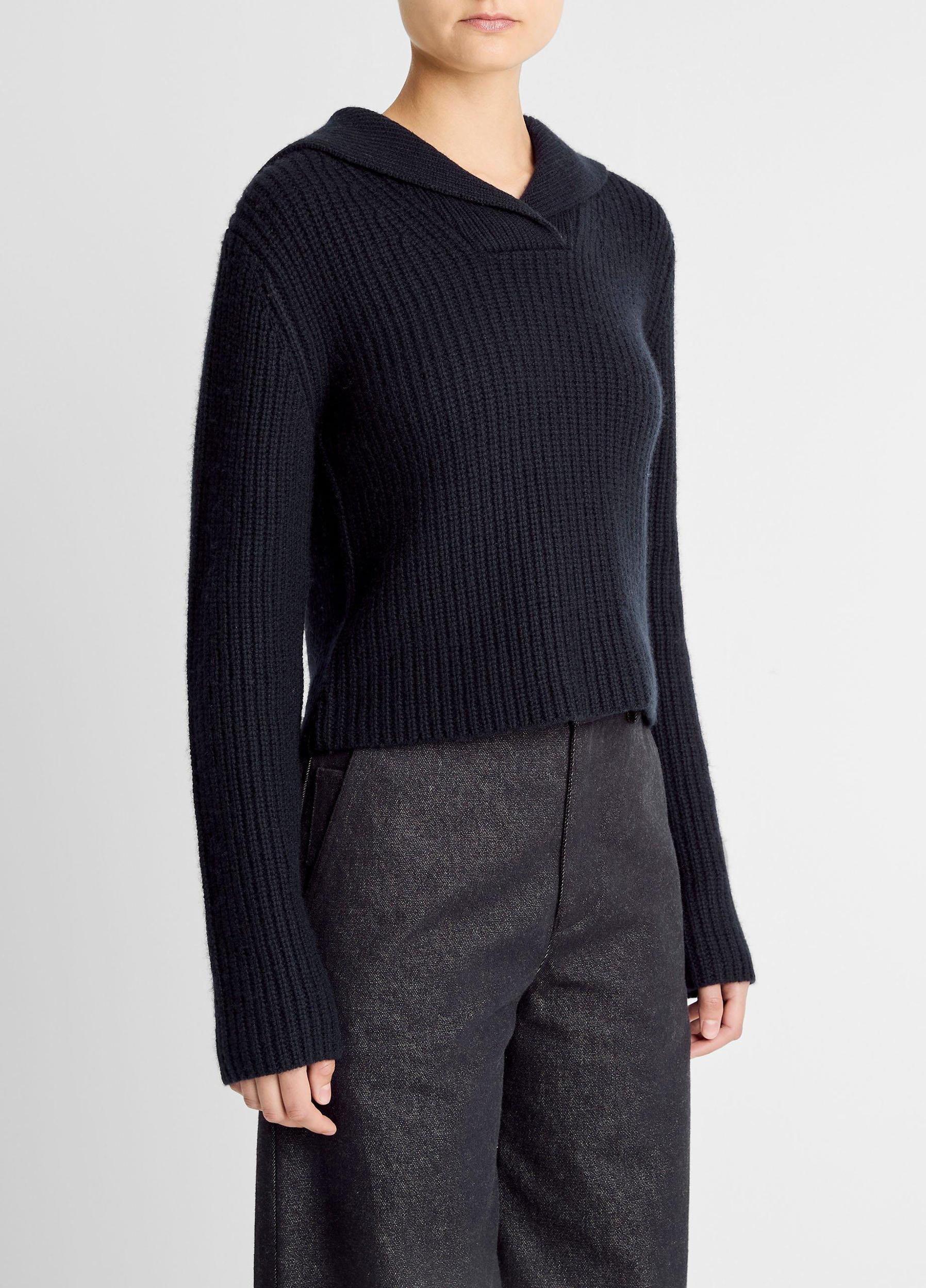 Ribbed Wool-Cashmere Sailor-Collar Sweater Product Image
