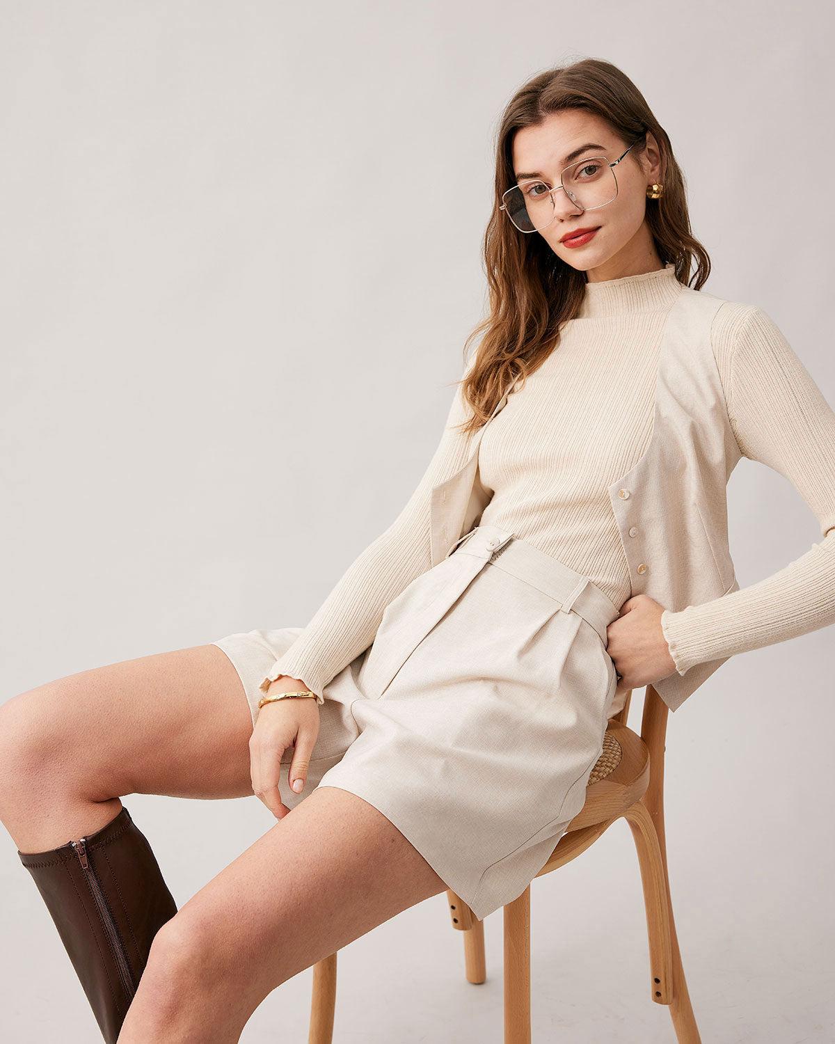 The Apricot High Waisted Wide Leg Shorts Female Product Image