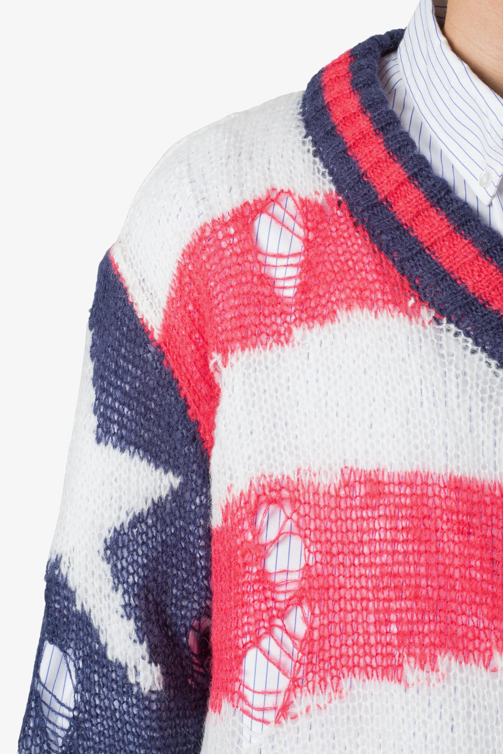 Flag Loose Knitted Sweater - Red/Blue Product Image