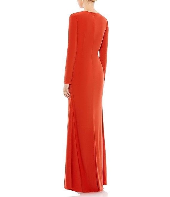 Mac Duggal Long Sleeve Keyhole Draped Gown Product Image