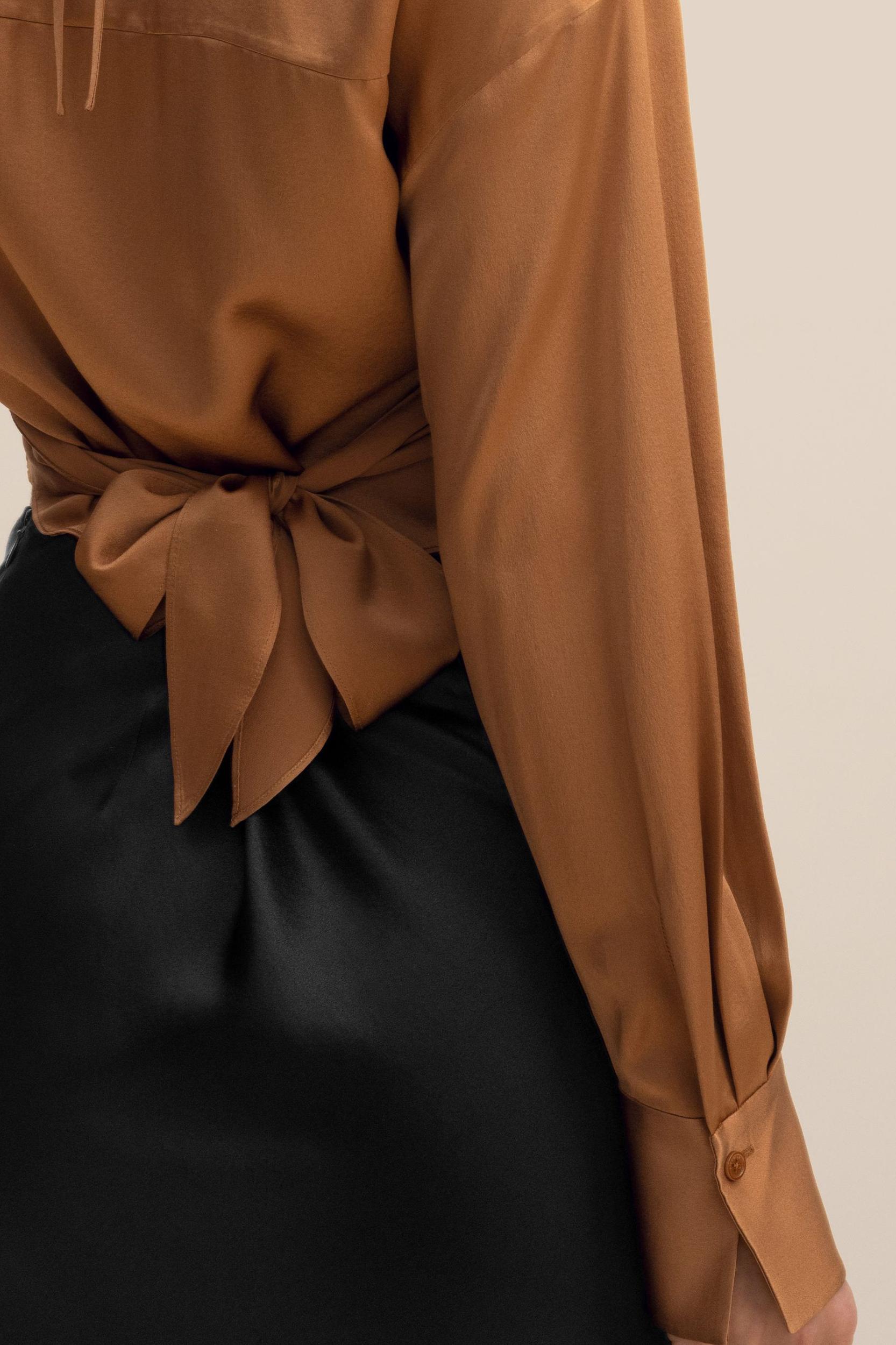 Wrapover Cropped Shirt Product Image