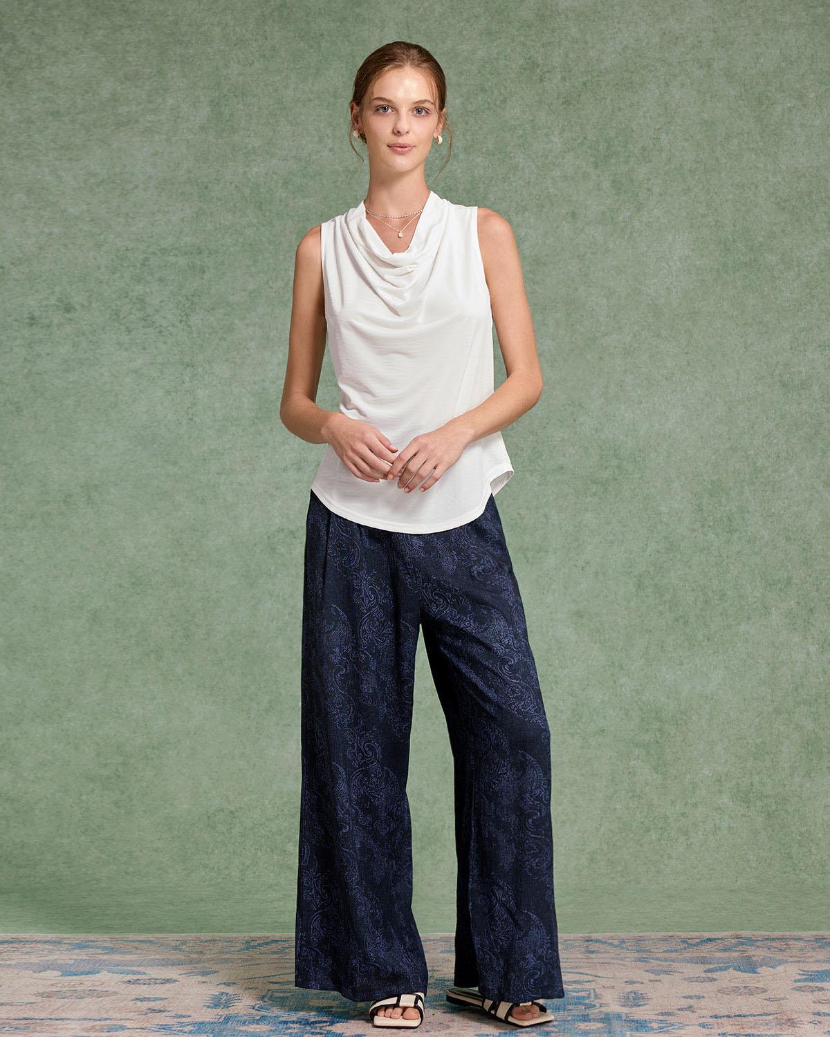 White Cowl Neck Tank Top Product Image