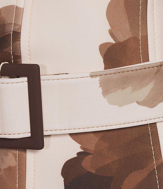 Calvin Klein Floral Print V-Neck Short Sleeve Scuba Midi Dress Product Image