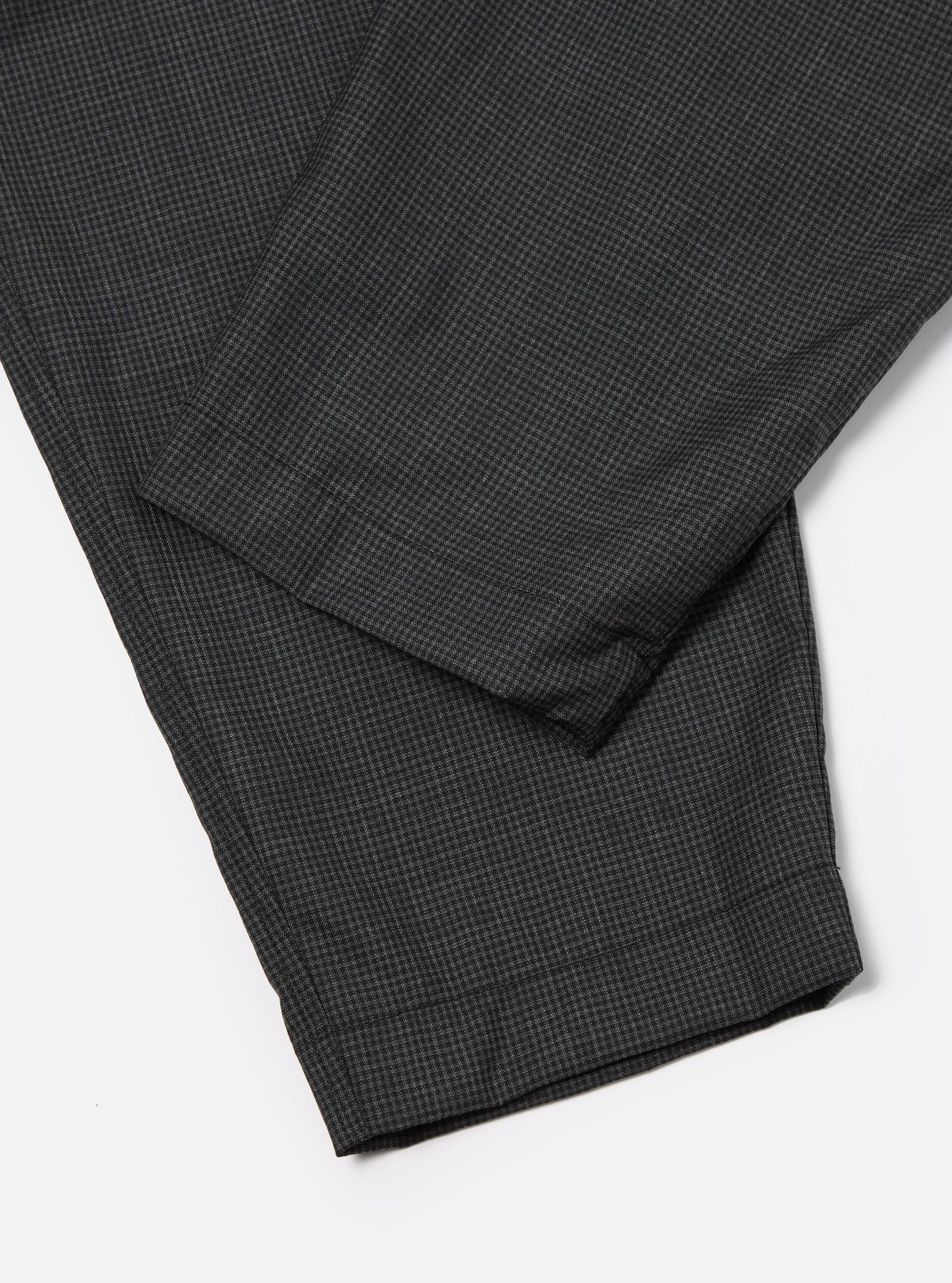 Black Mini Check Pleated Track Pant Product Image