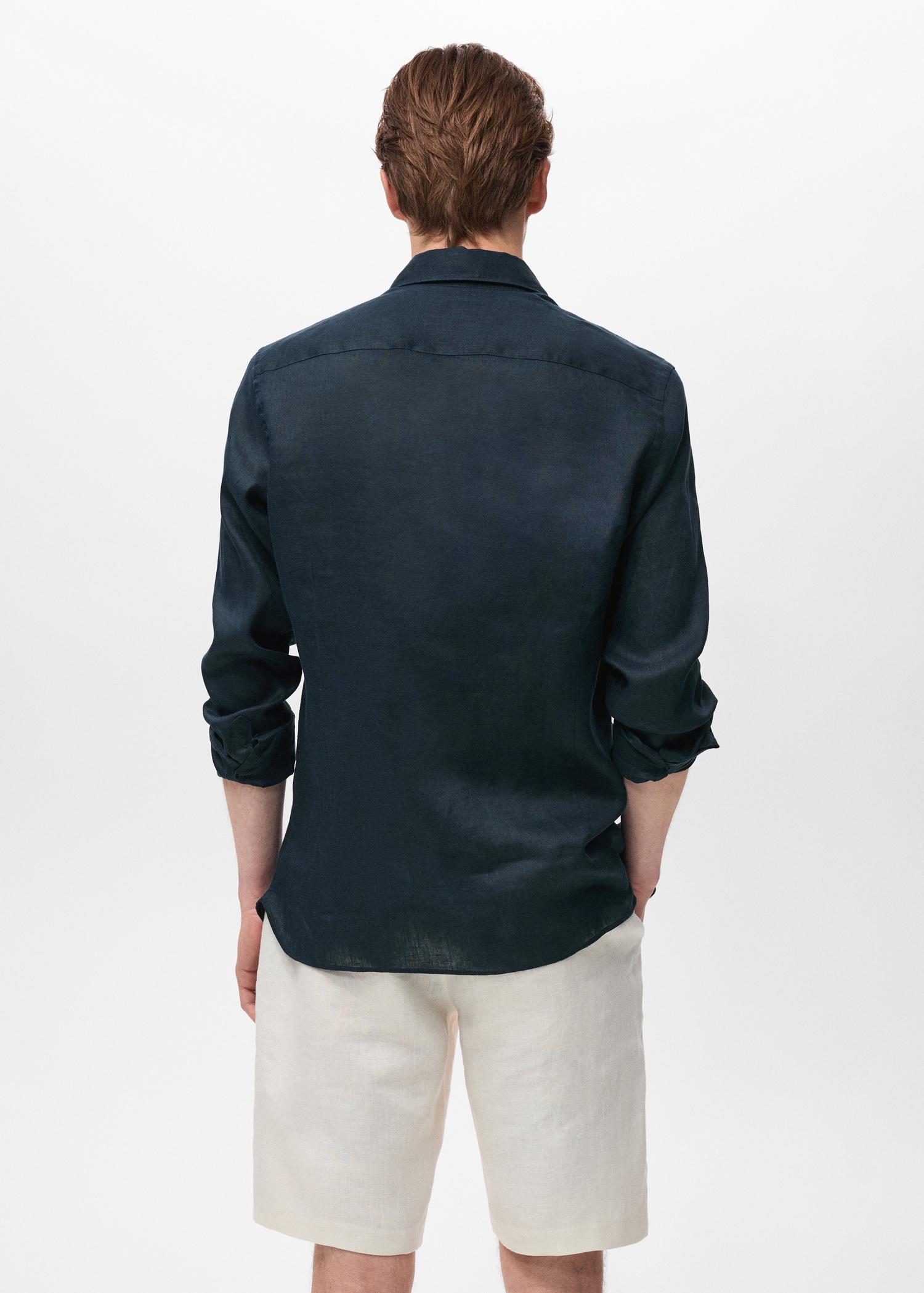 100% linen slim-fit shirt - Men | MANGO USA Product Image
