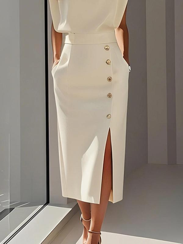 High Waisted Loose Split-Front Split-Joint Skirts Product Image