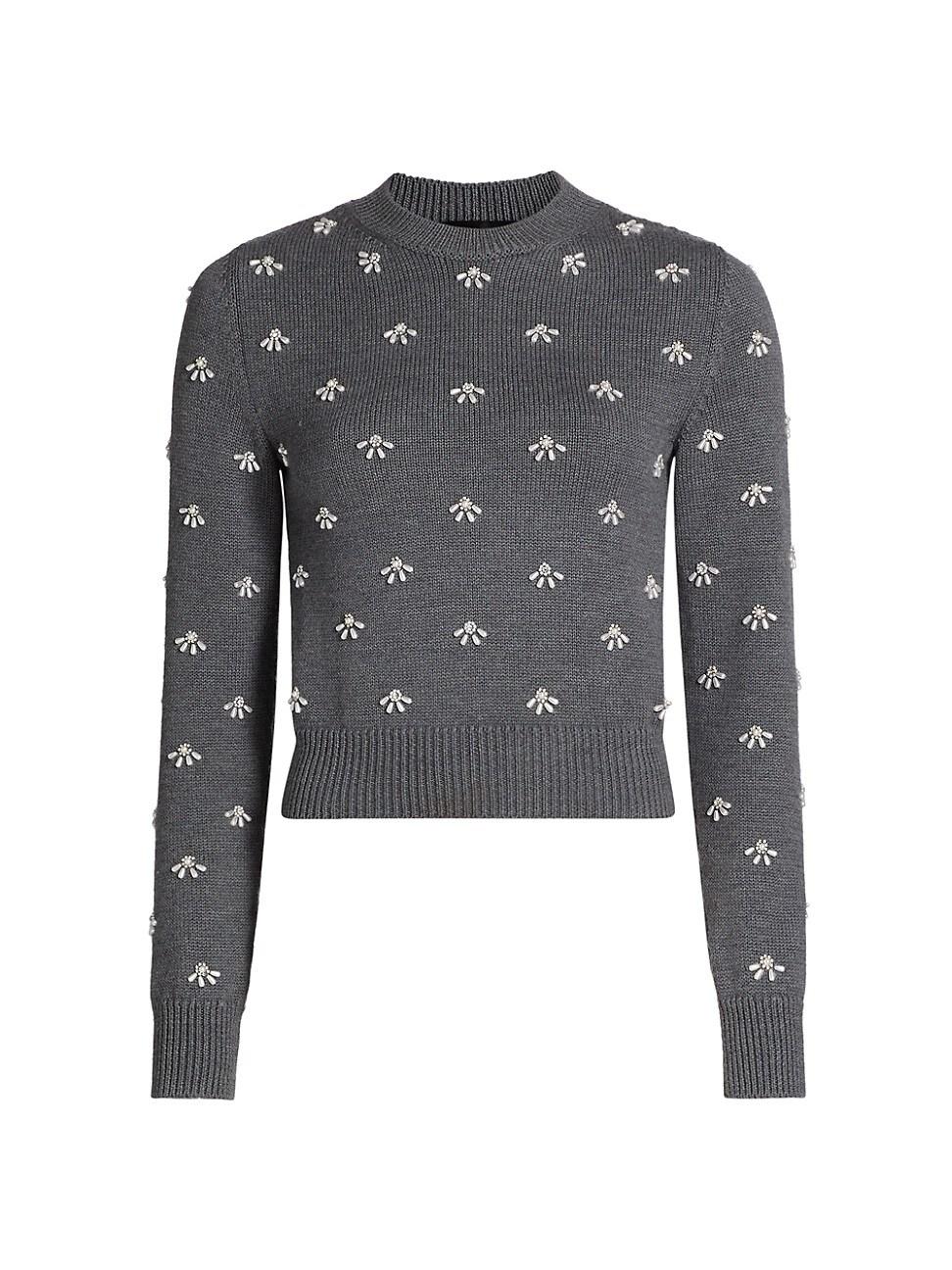 Womens Pearl Cabochon Wool Sweater Product Image