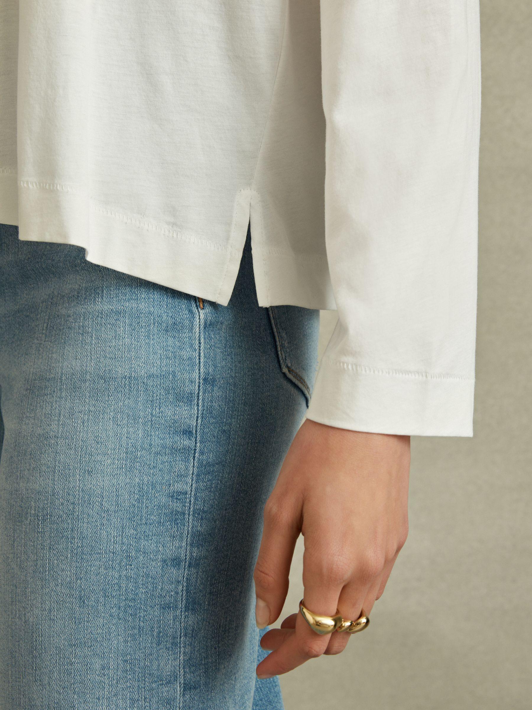 Cotton Henley Top in White Product Image