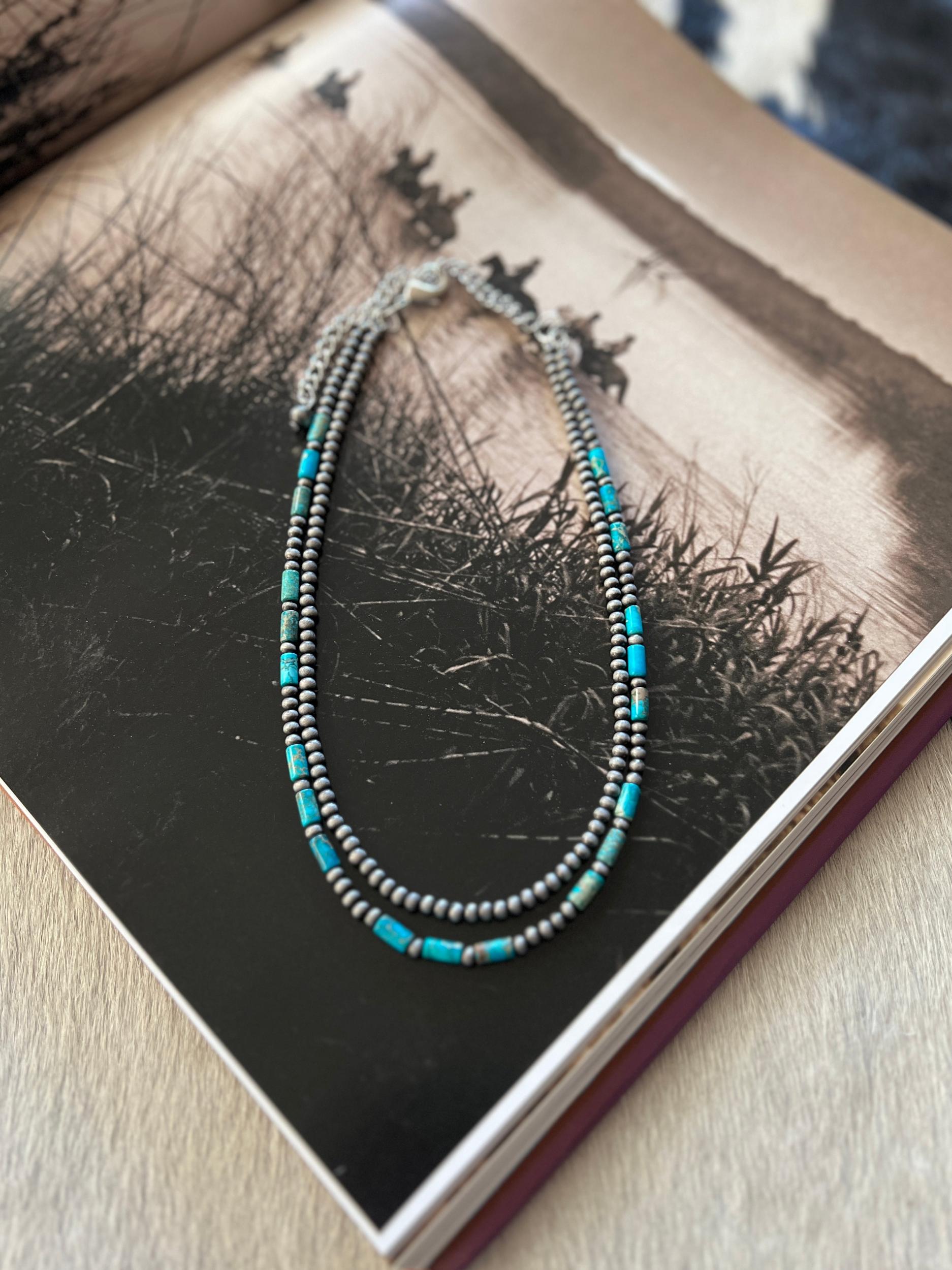 Three Gemstone Double Strand Navajo Necklace Product Image