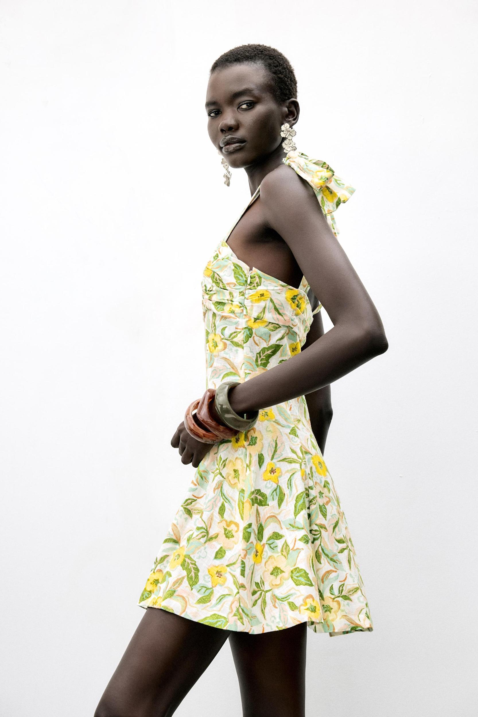 PRINTED LINEN SHORT DRESS Product Image