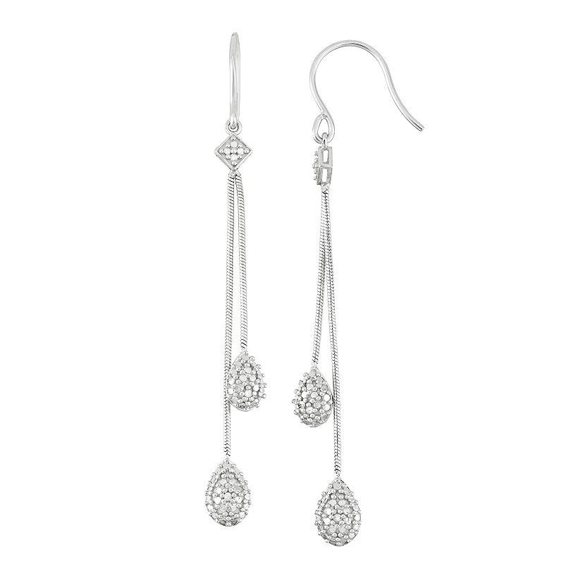 Sterling Silver Diamond Accent Linear Drop Earrings, Women's, White Product Image