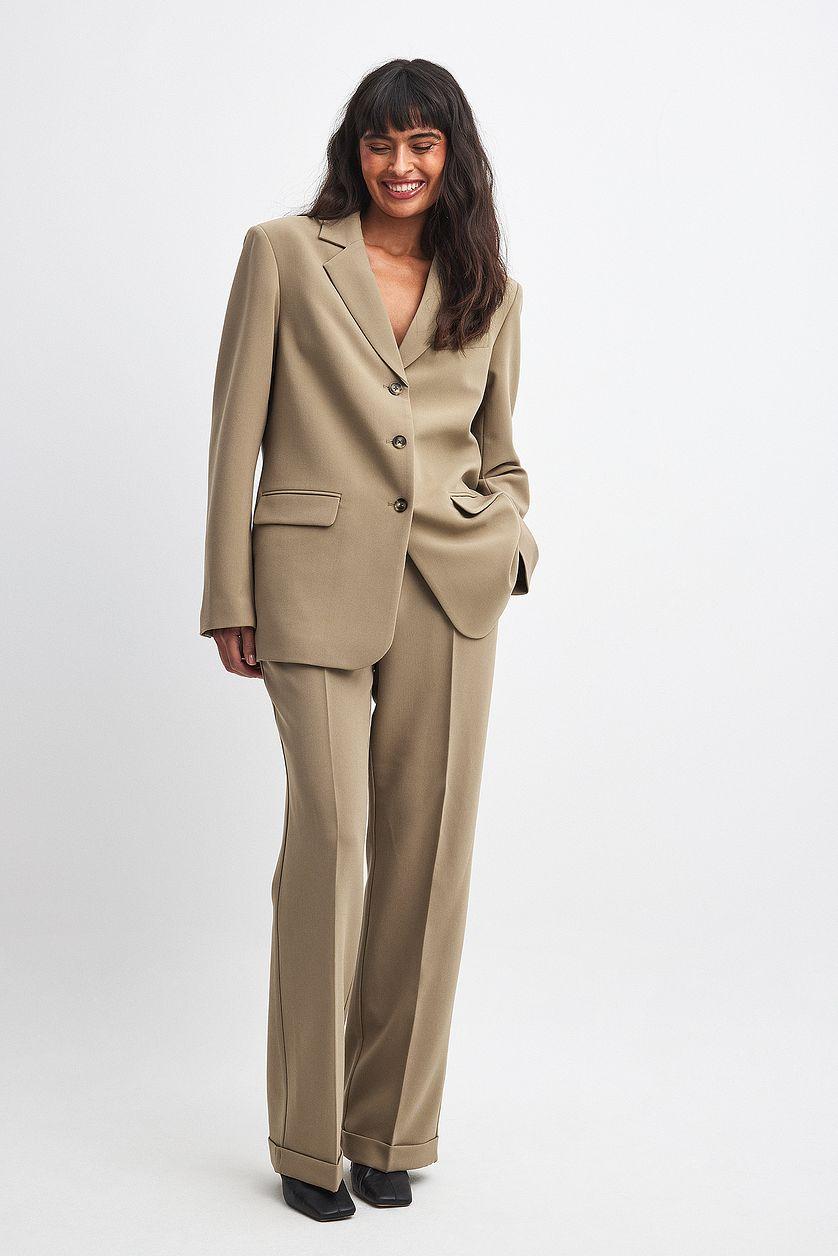 Tailored Mid Waist Suit Pants Product Image