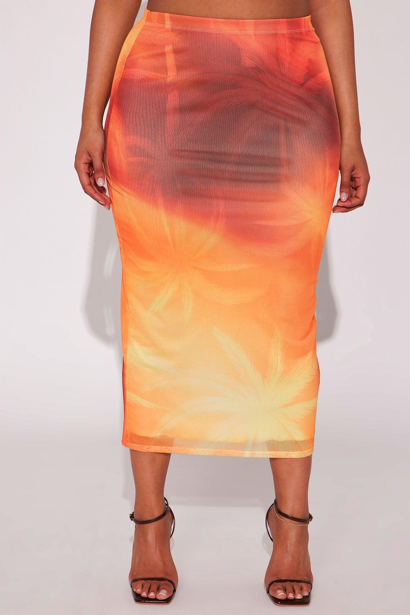Tropic Vibe Mesh Midi Skirt - Pink/combo Product Image