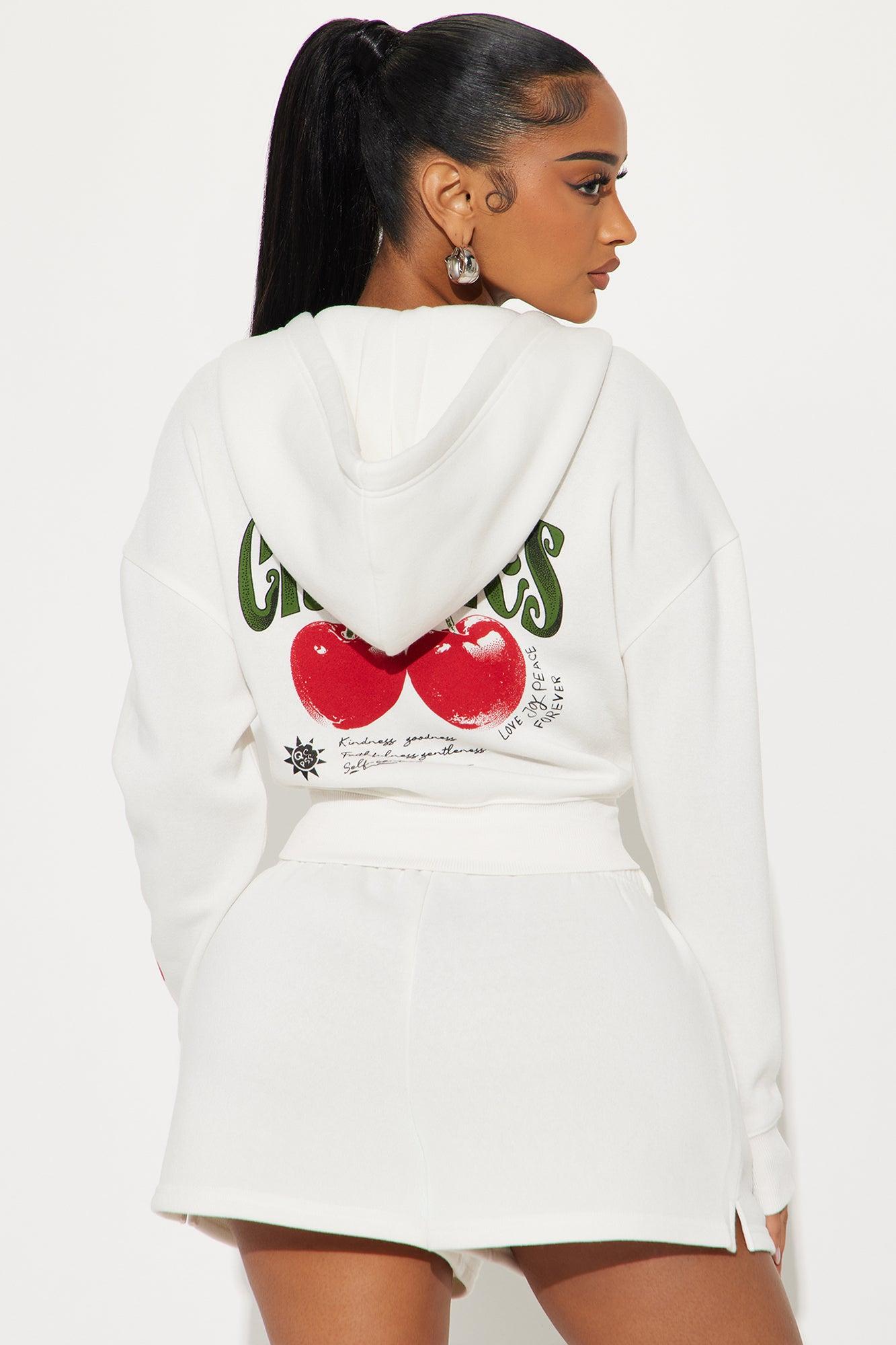 Tasty Cherries Fleece Short Set - Ivory Product Image