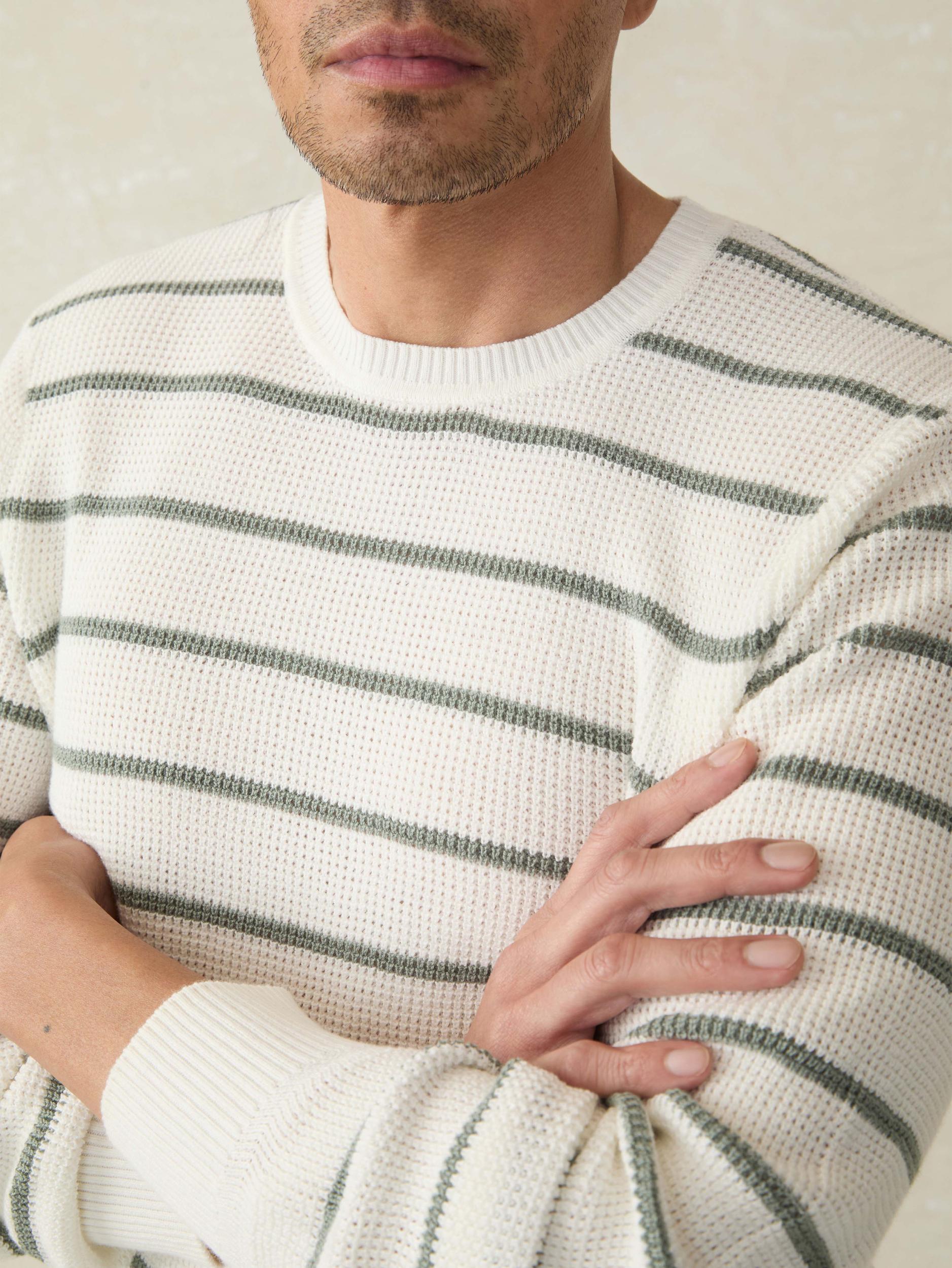 Sunwashed Crewneck Sweater - White Sage Stripe Male Product Image