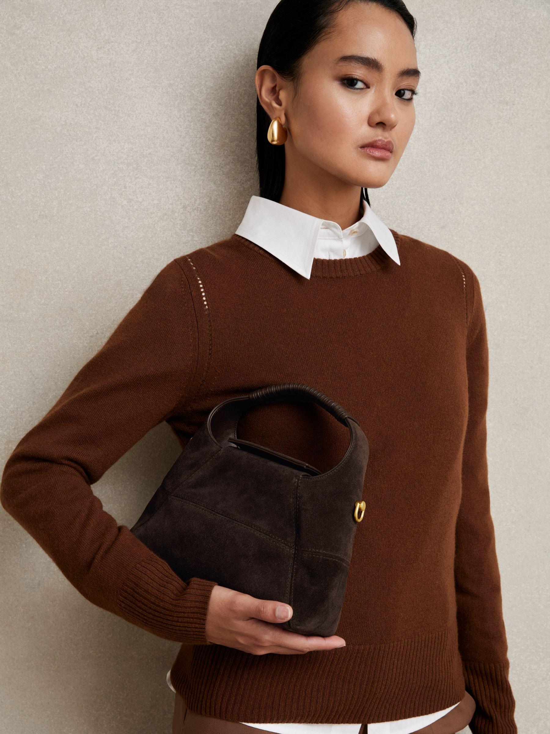 Suede Crossbody Bag in Chocolate Product Image