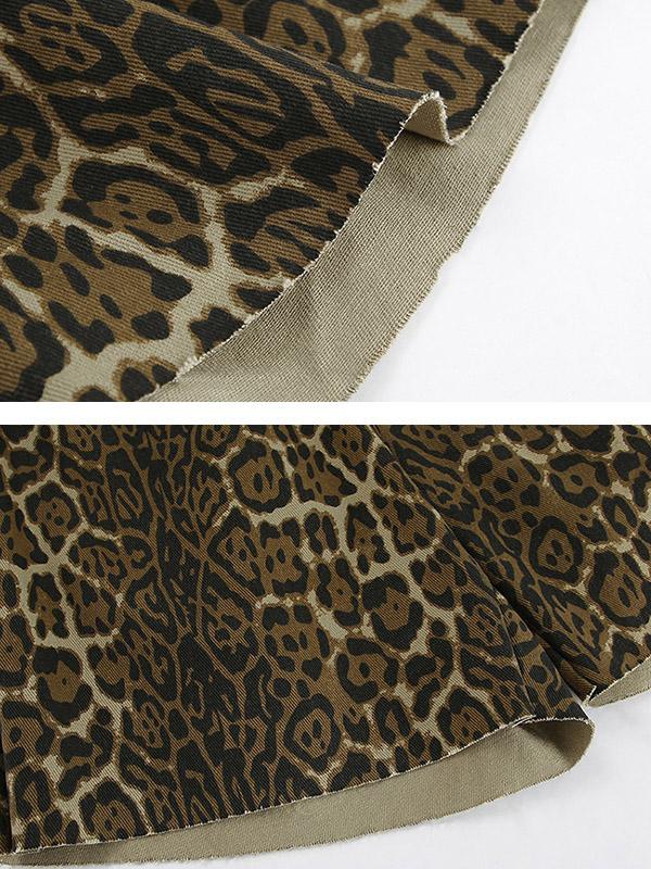 High Waisted Loose Elasticity Leopard Split-Joint Shorts Product Image