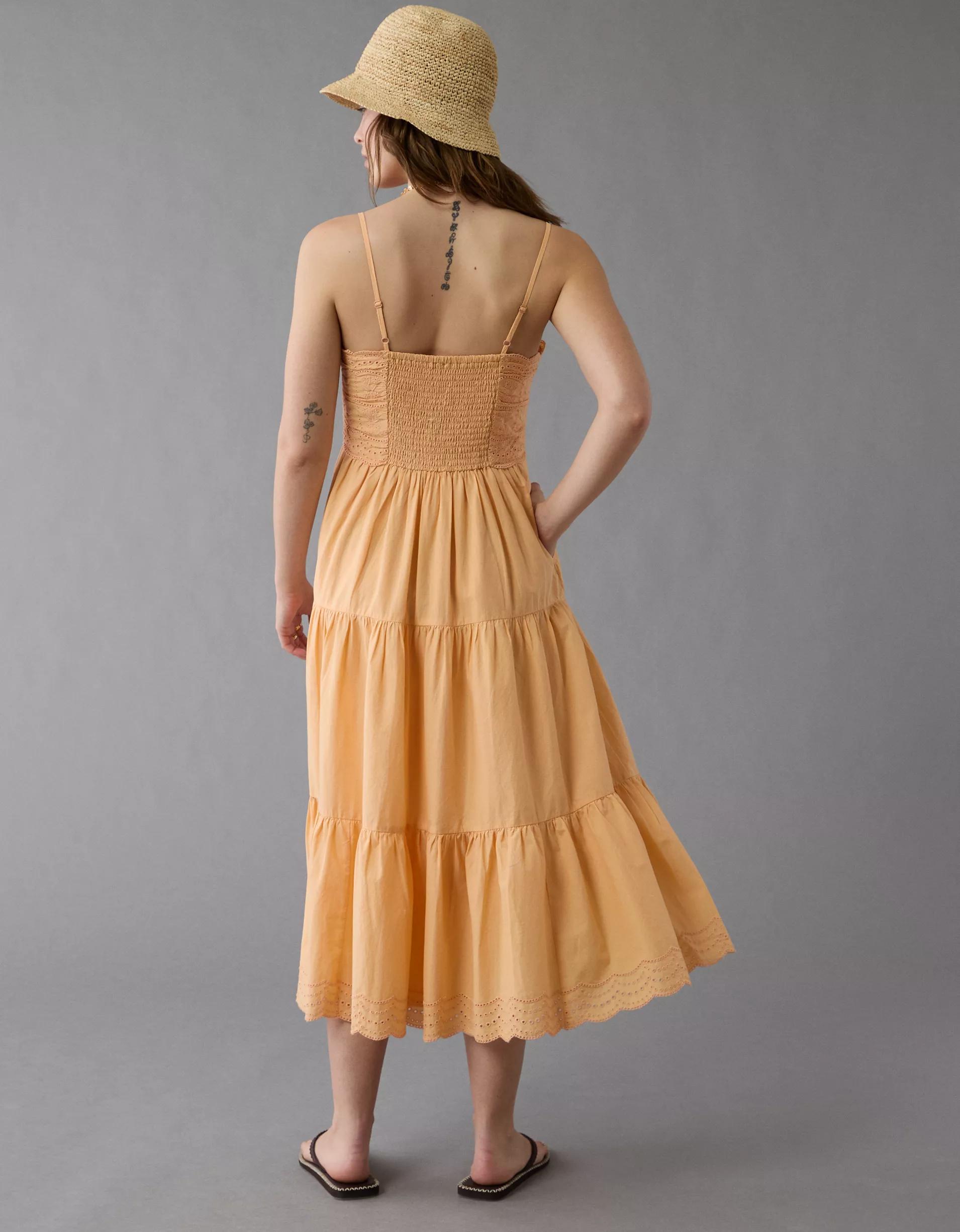 AE Scalloped Tiered Midi Dress Product Image
