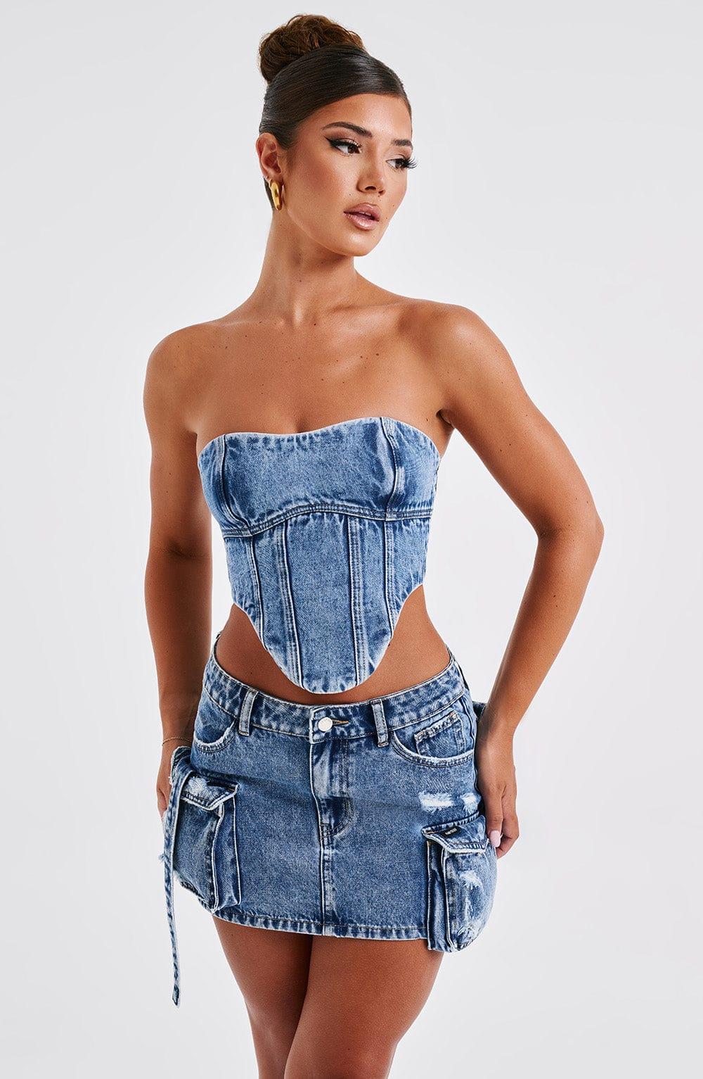 Billie Mini Skirt - Dark Wash Product Image